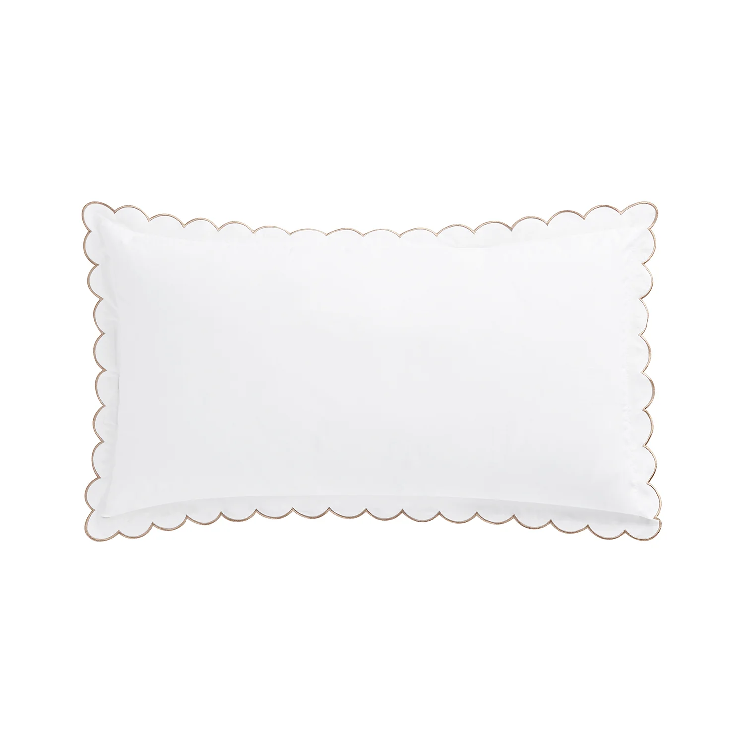 Margot Taupe Embroidered Scallop 300 Thread Count Cotton Percale Pillowcases - Pair - Image 3