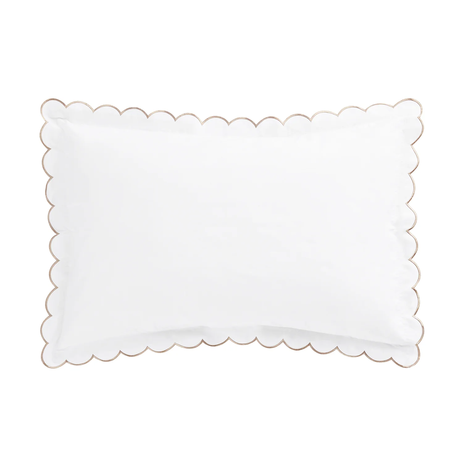 Margot Taupe Embroidered Scallop 300 Thread Count Cotton Percale Pillowcases - Pair - Image 4