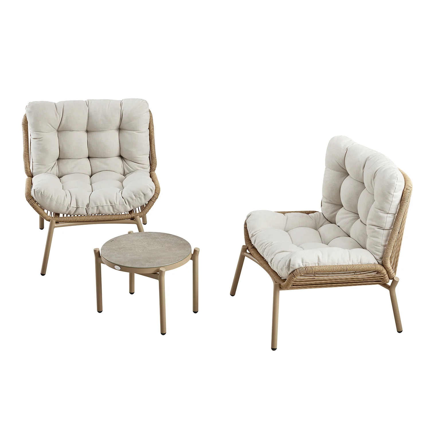 Marlowe 2-Seater Wicker and Aluminium Frame Bistro Set, Natural - Image 13