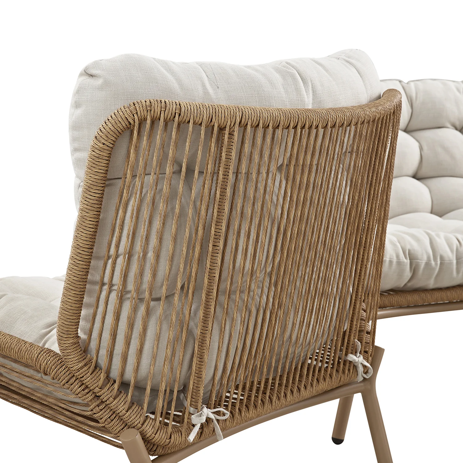 Marlowe Wicker and Aluminium Frame Sofa Set, Natural - Image 11