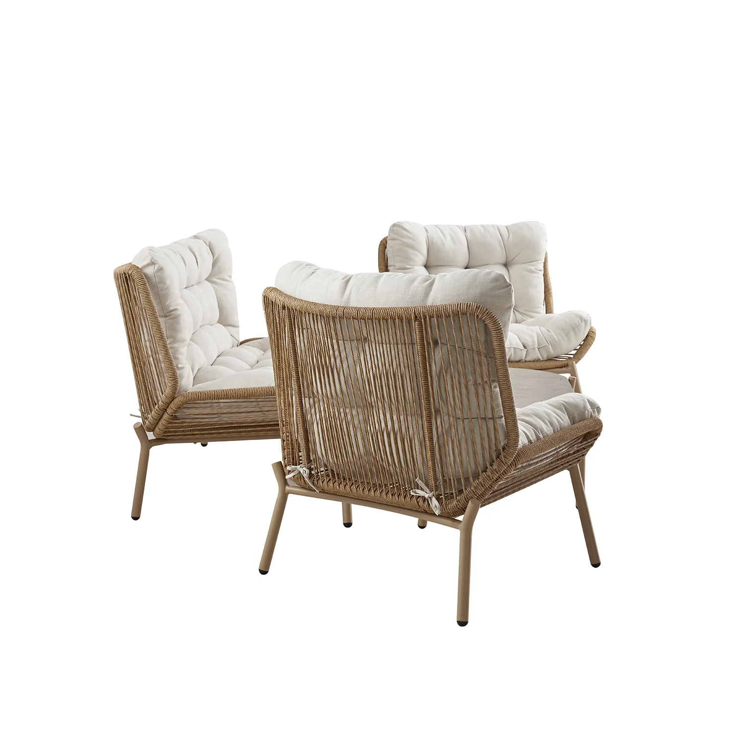 Marlowe Wicker and Aluminium Frame Sofa Set, Natural - Image 5