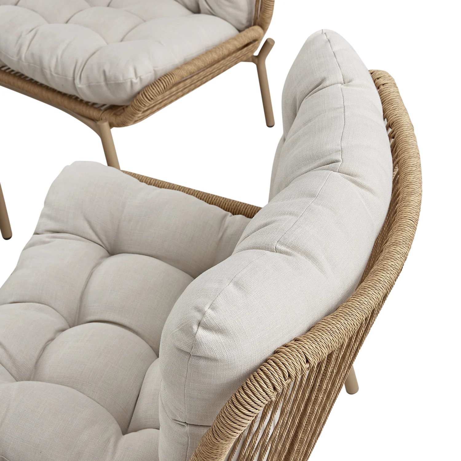 Marlowe Wicker and Aluminium Frame Sofa Set, Natural - Image 9