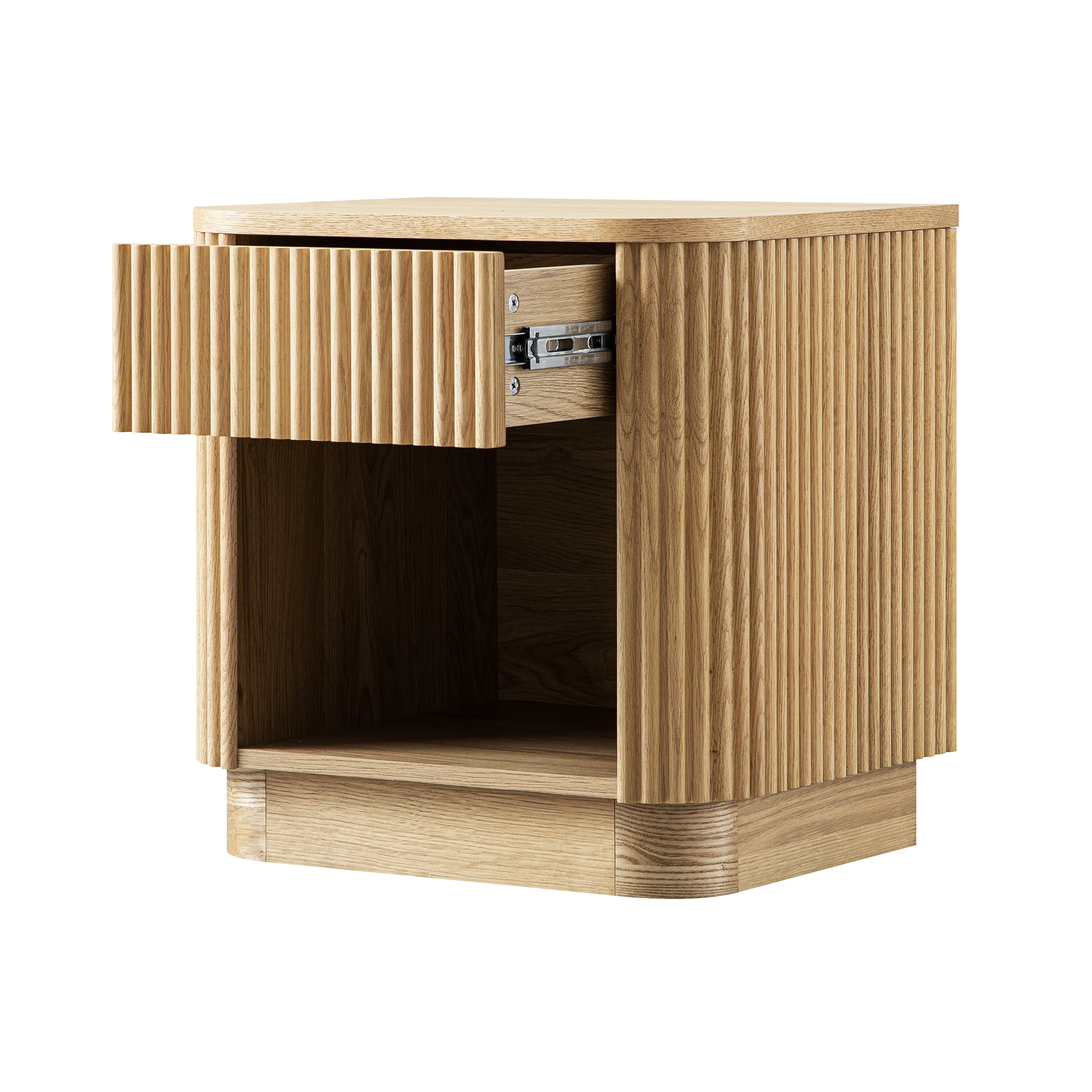 Maru 1-Drawer Bedside Table, Oak - Image 10
