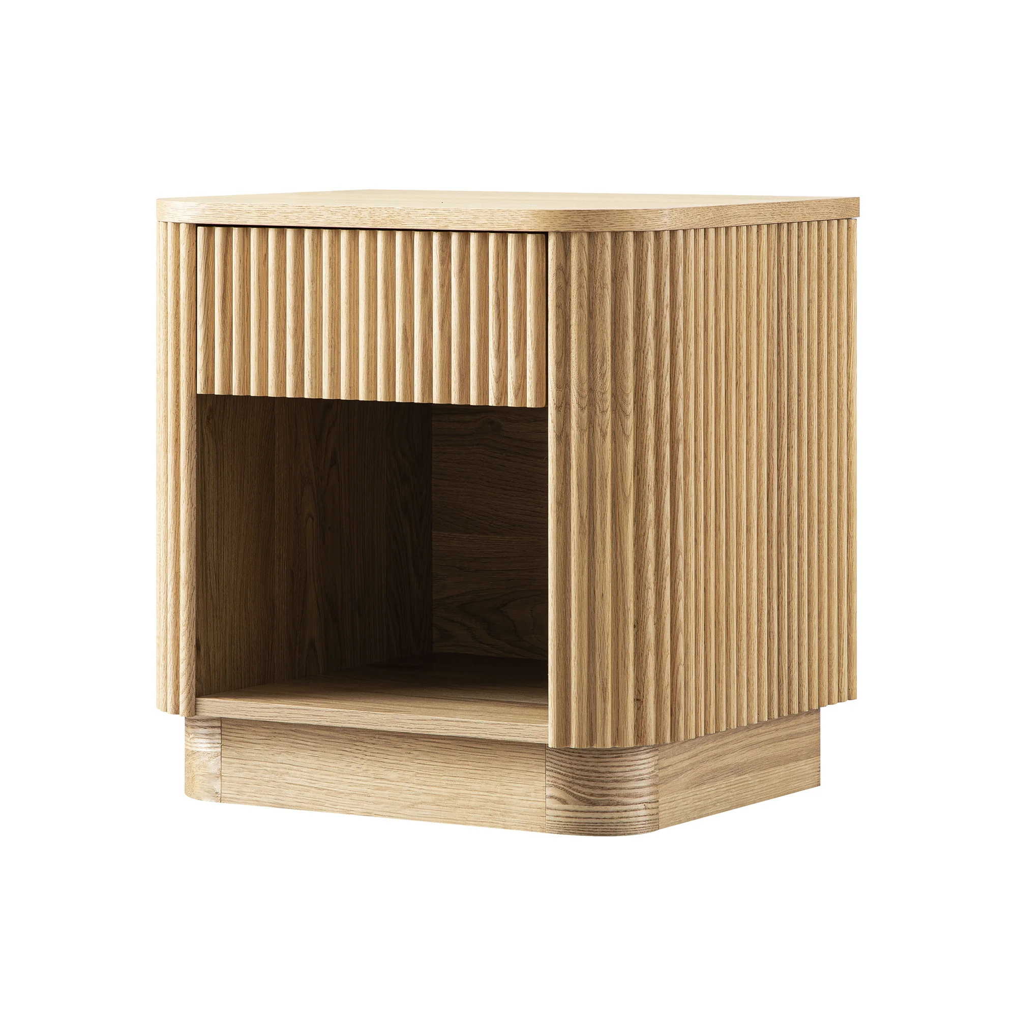 Maru 1-Drawer Bedside Table, Oak - Image 8