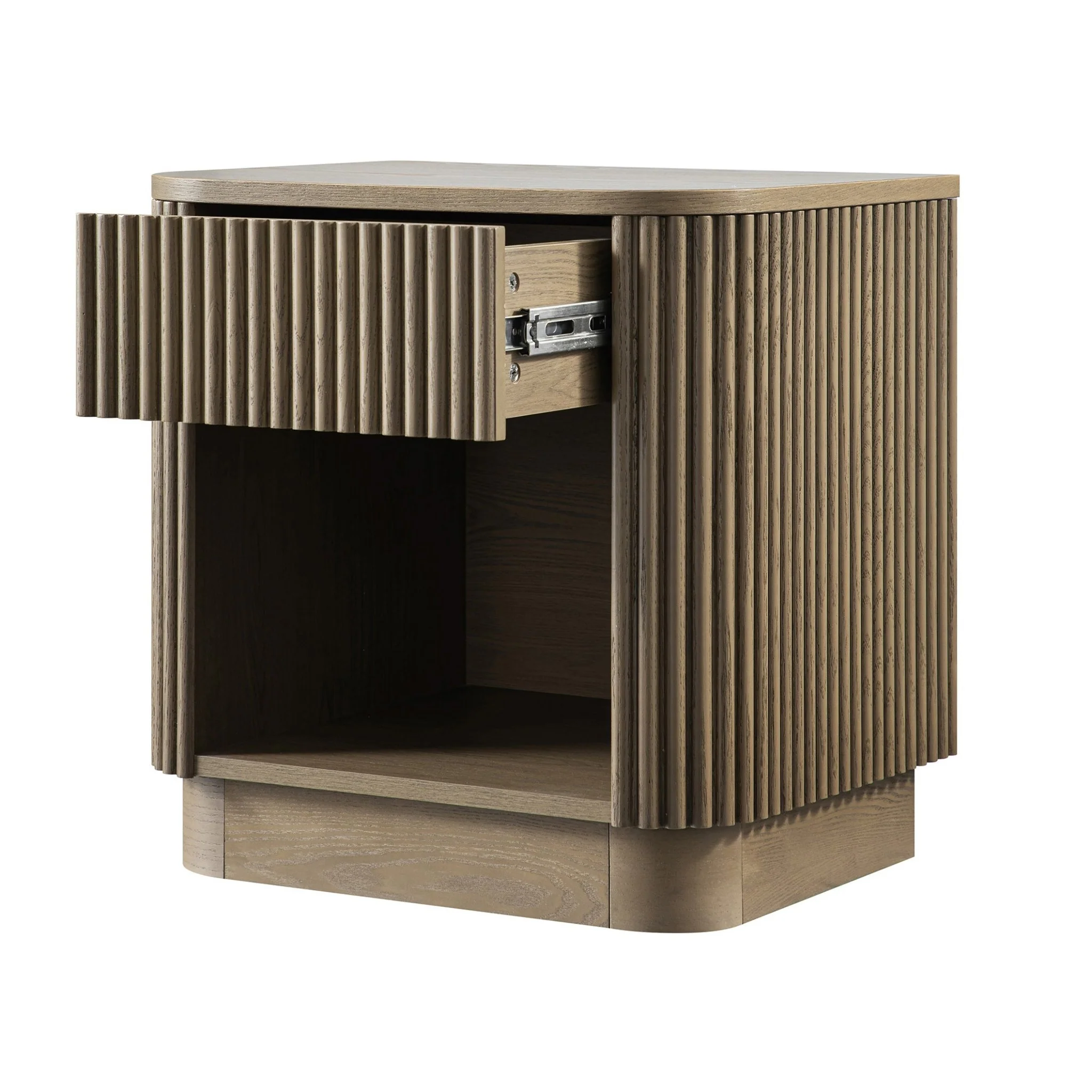 Maru 1-Drawer Bedside Table, Silver Oak - Image 10