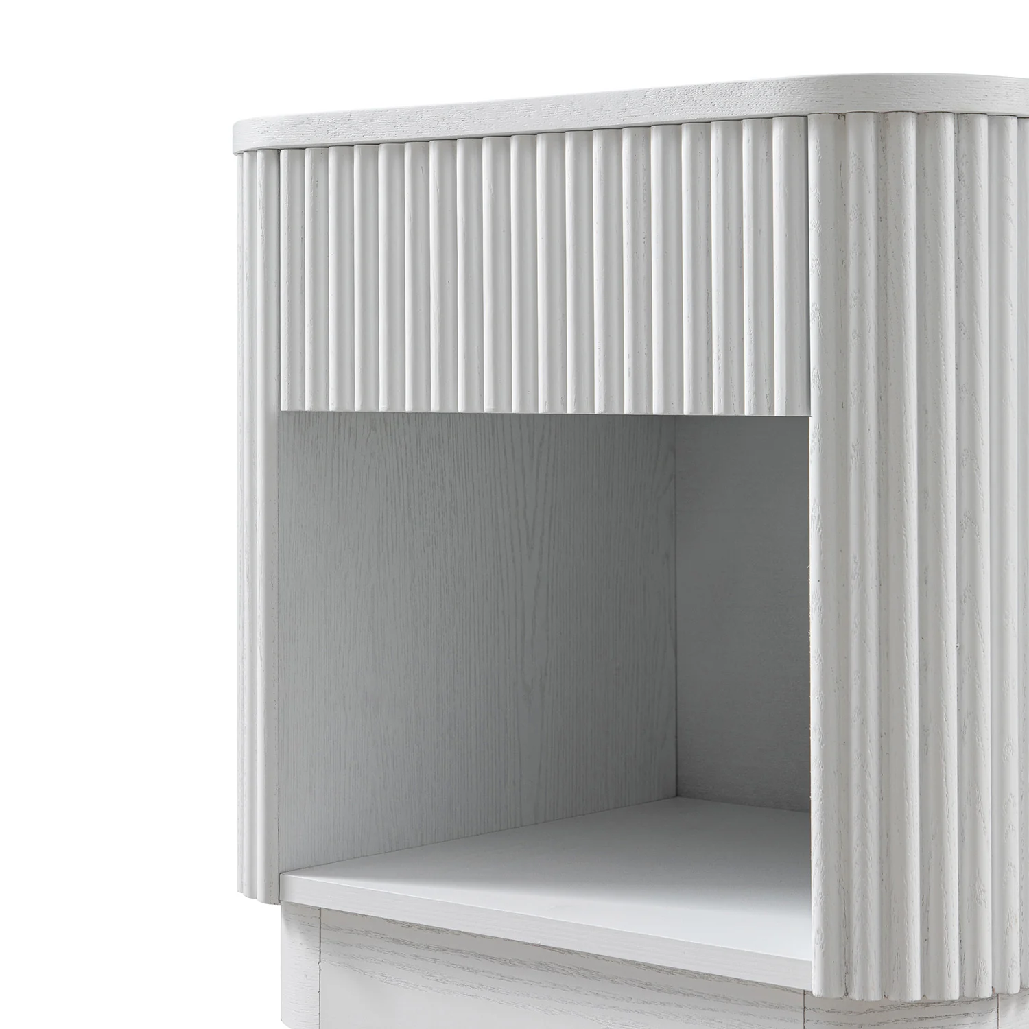 Maru 1-Drawer Bedside Table, Washed White - Image 12