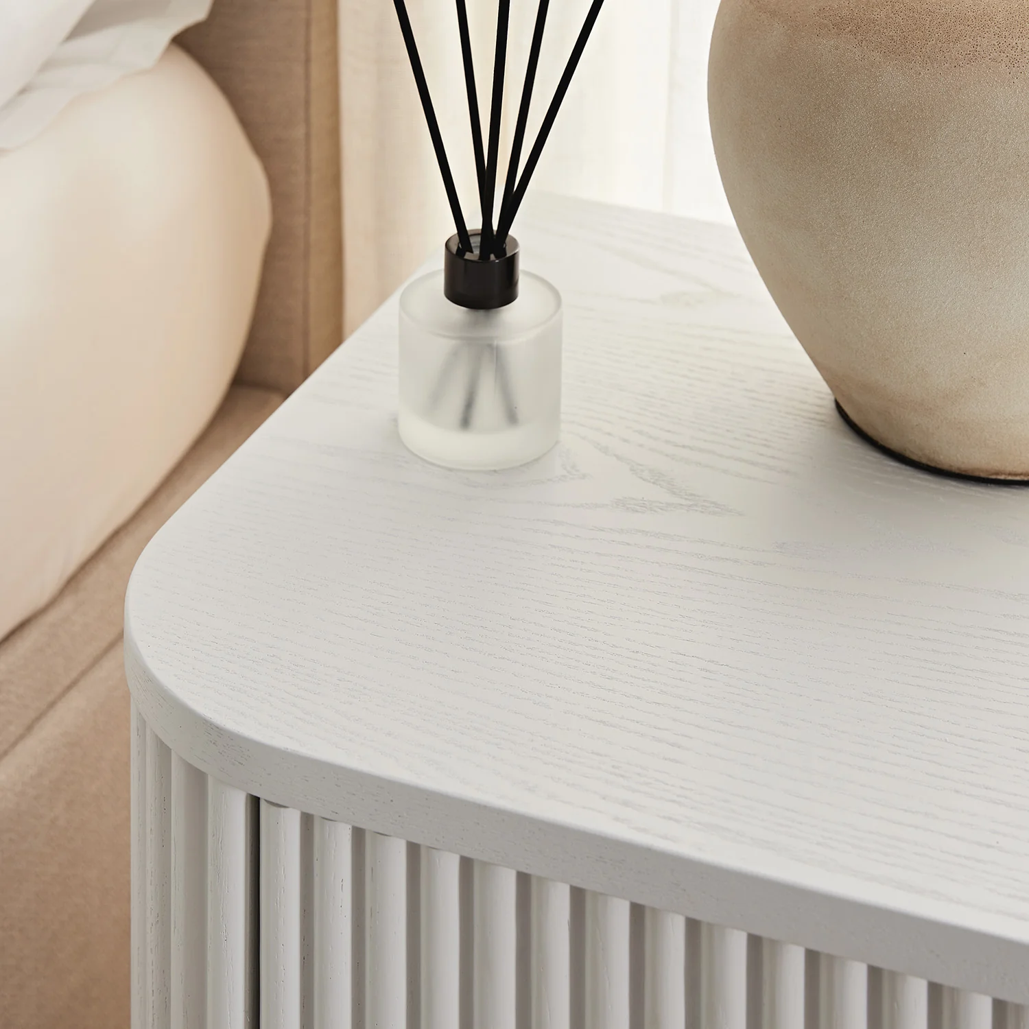 Maru 1-Drawer Bedside Table, Washed White - Image 5