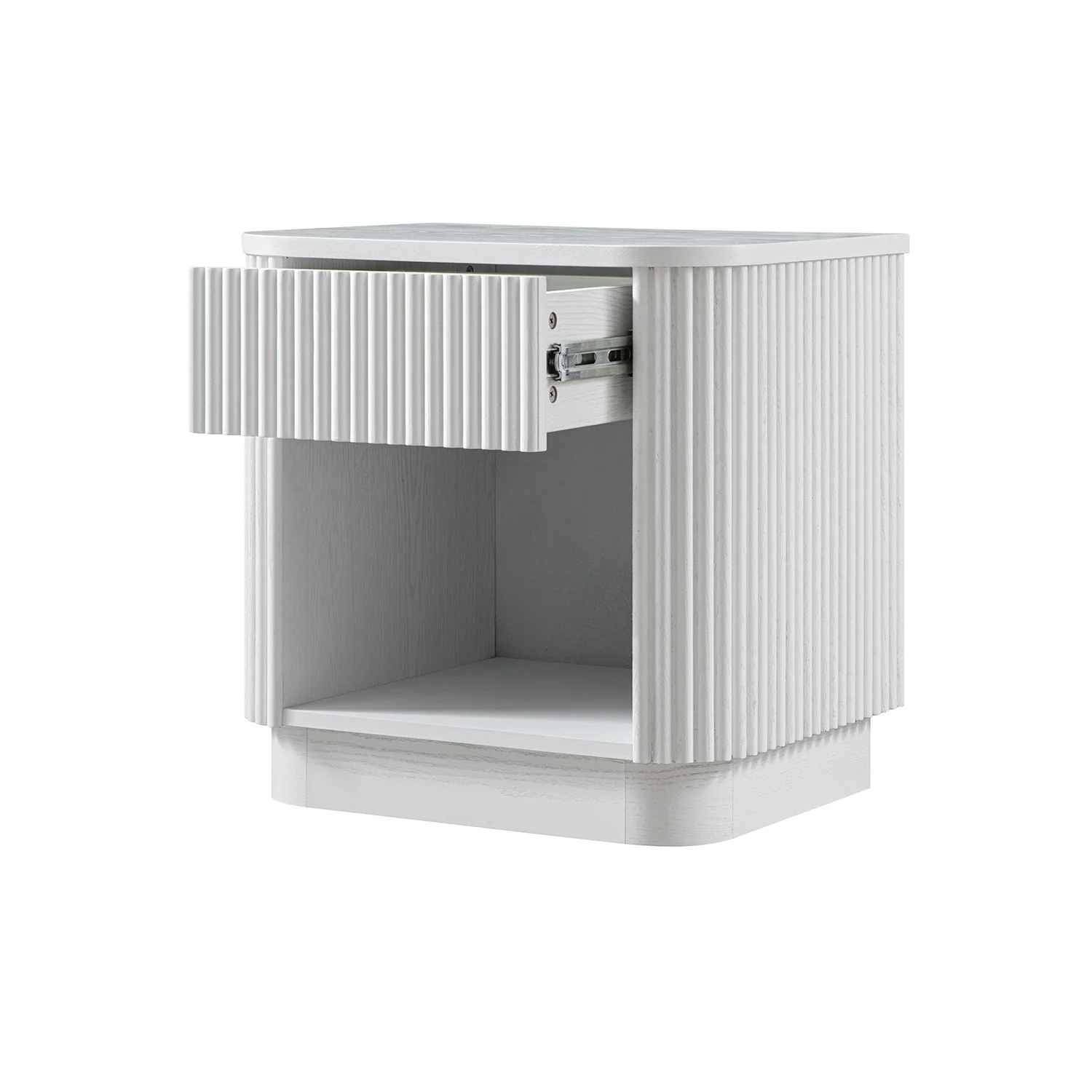 Maru 1-Drawer Bedside Table, Washed White - Image 9