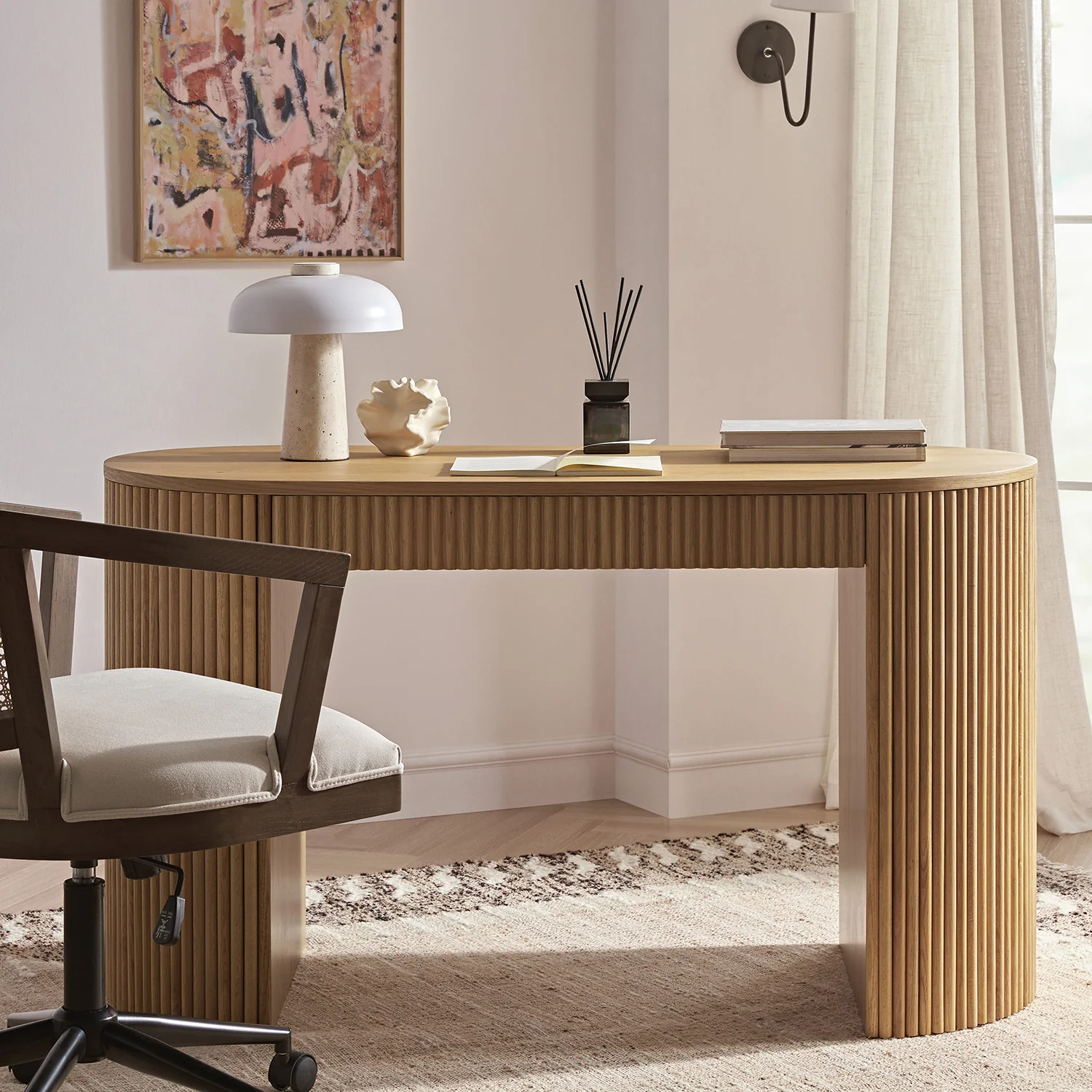 Maru 1-Drawer Writing Desk, Oak - Image 2