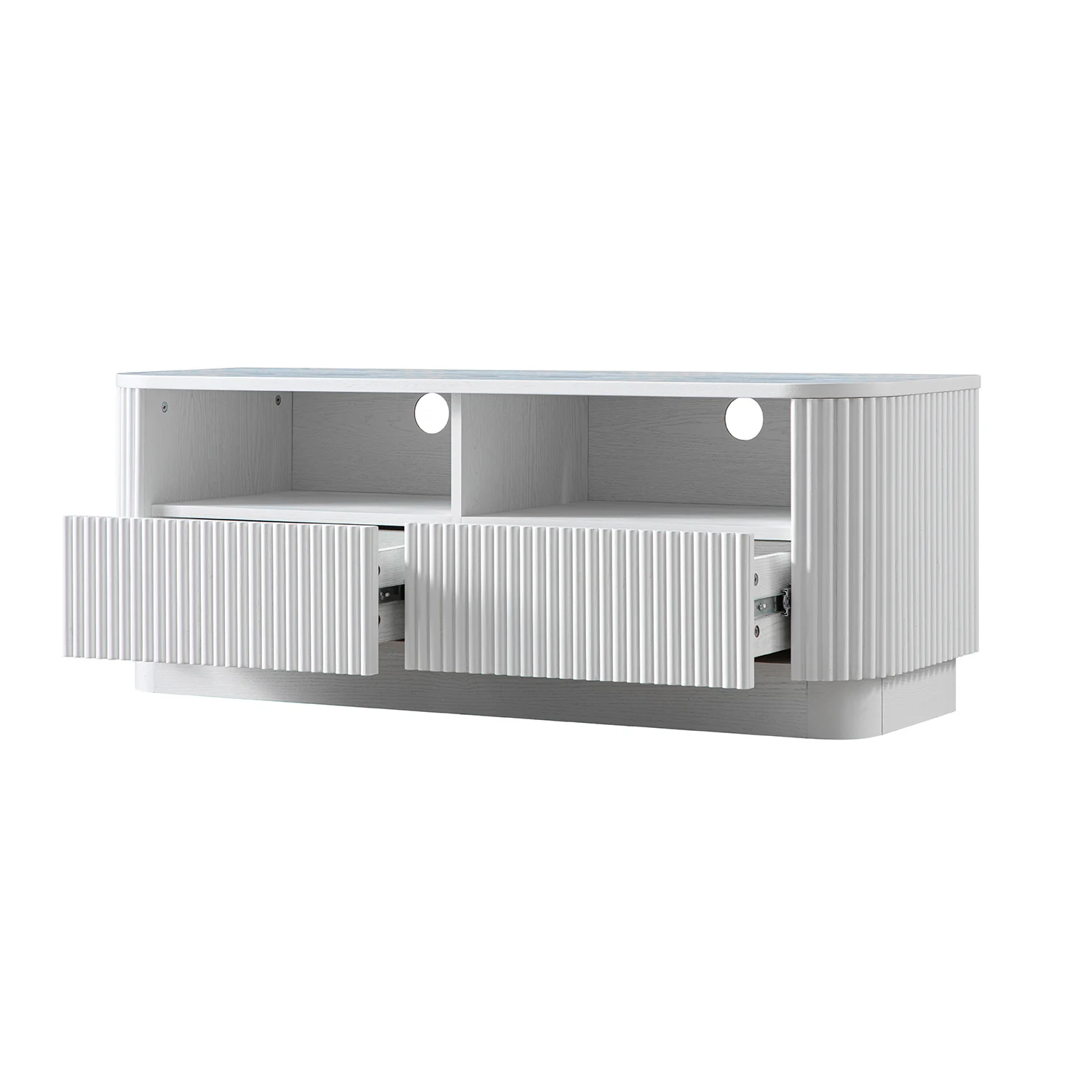 Maru 120cm TV Unit with Drawers, Washed White - Image 9