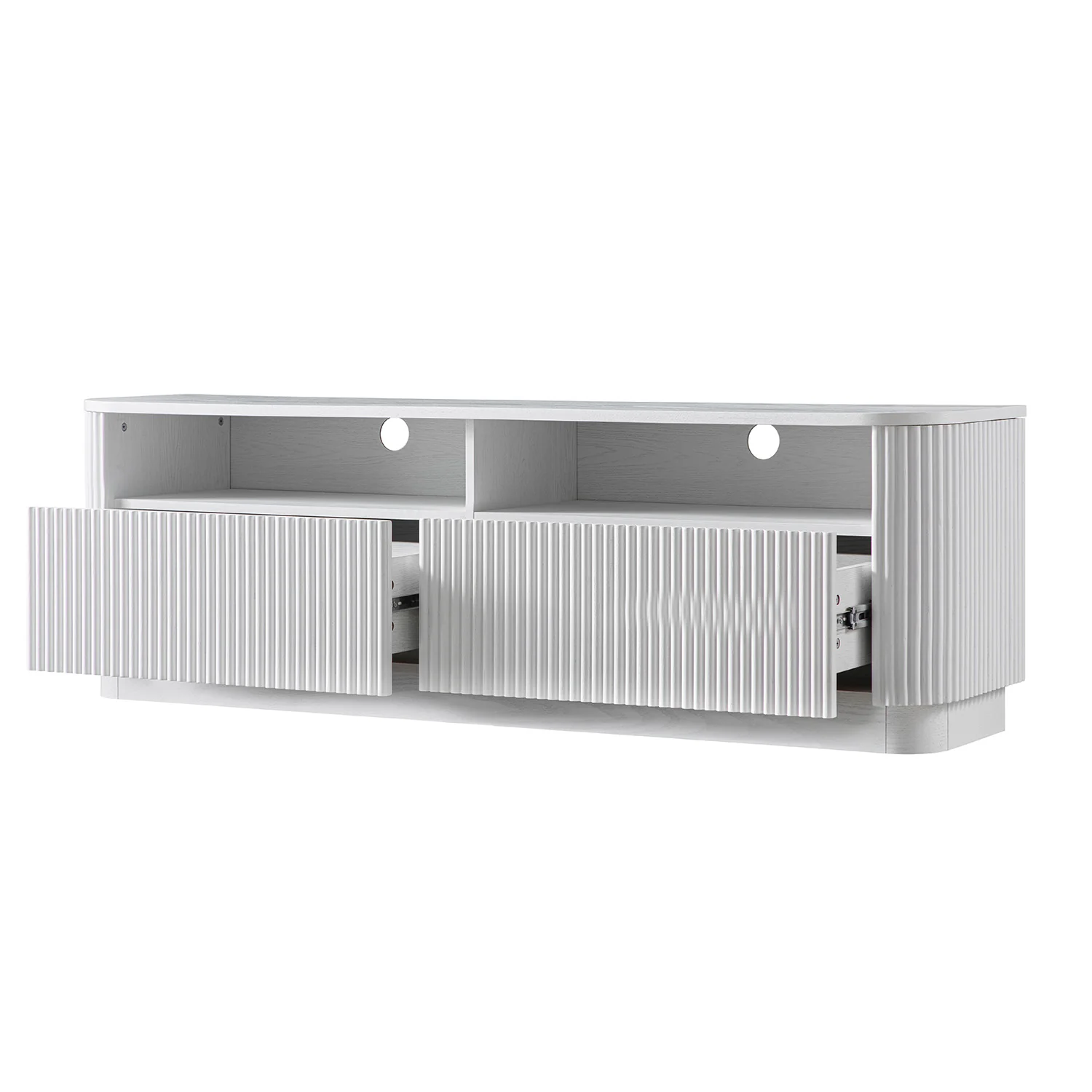 Maru 162cm TV Unit with Drawers, Washed White - Image 4