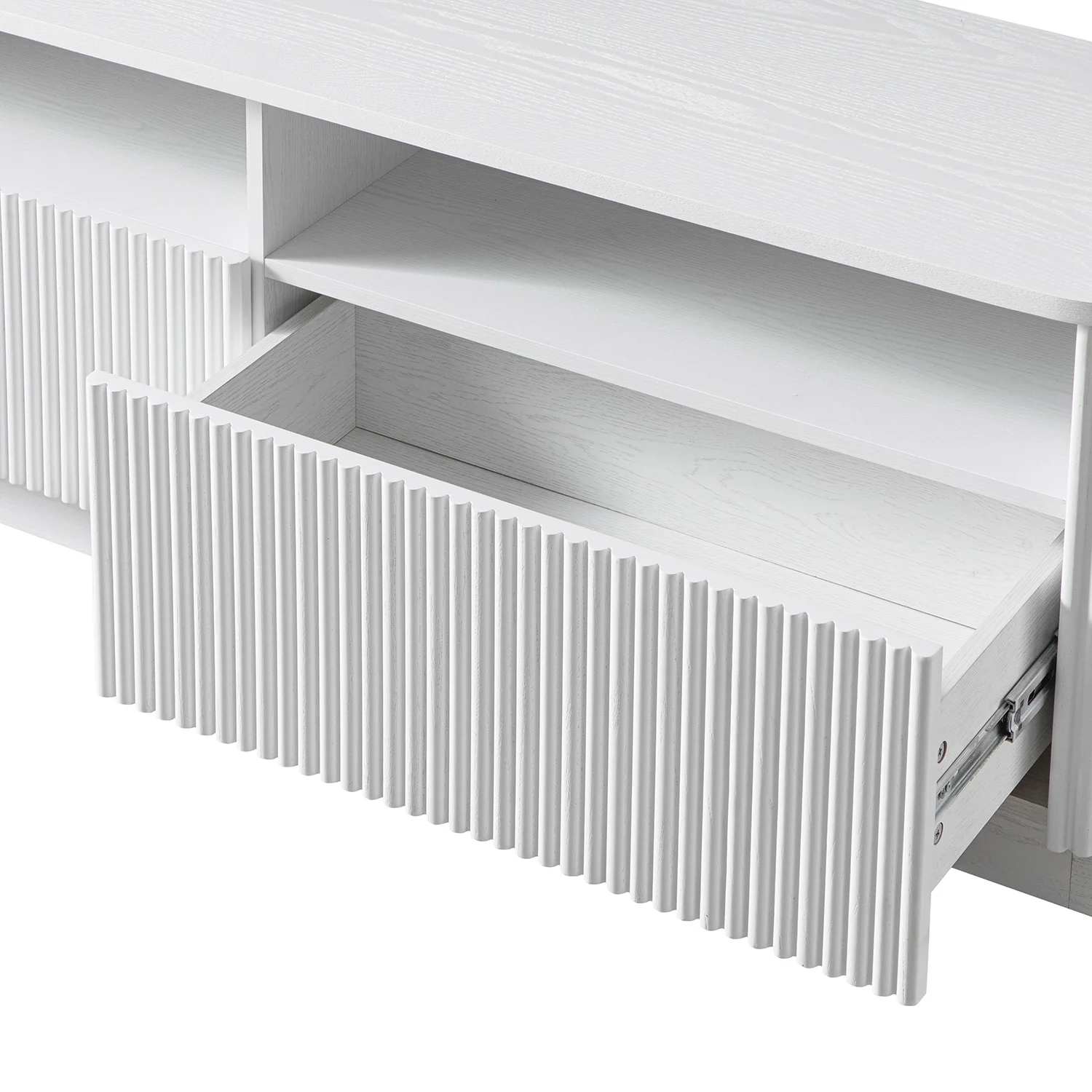 Maru 162cm TV Unit with Drawers, Washed White - Image 8