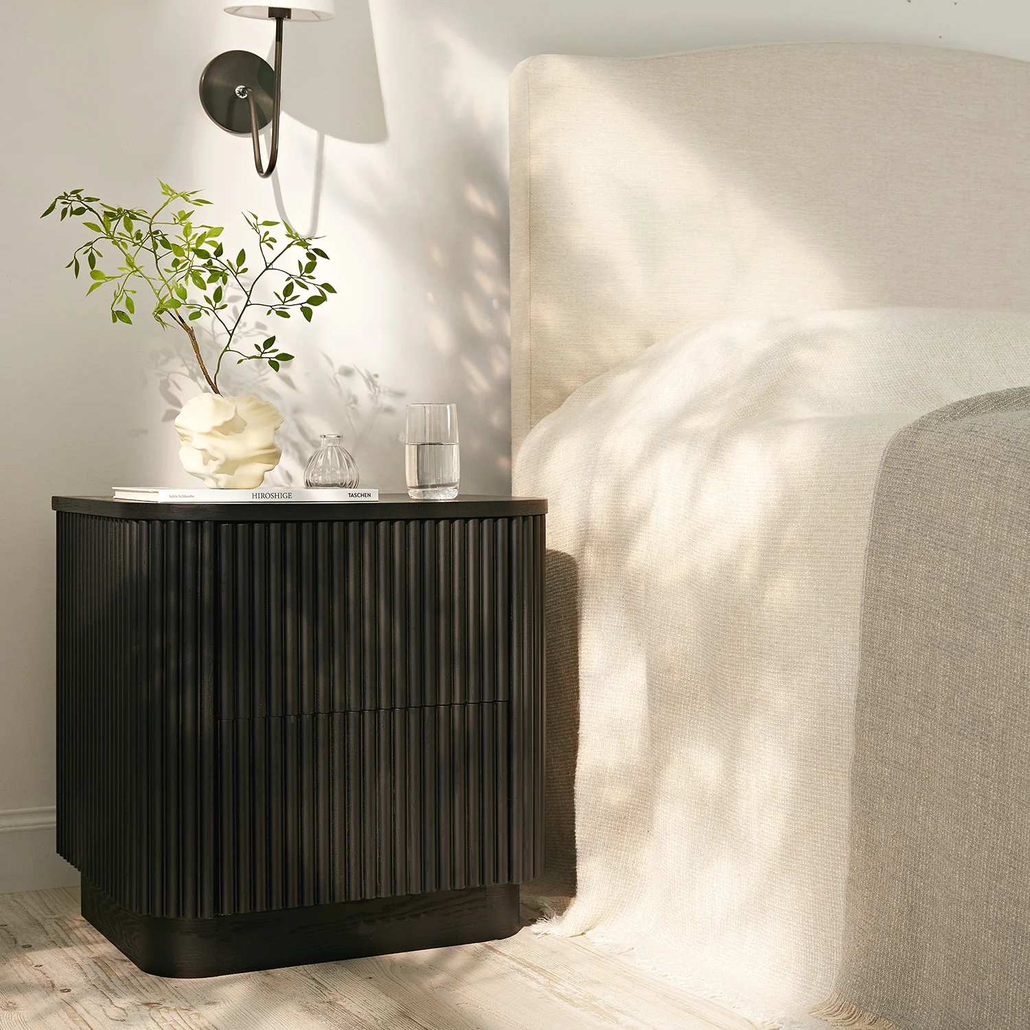 Maru 2-Drawer Bedside Table, Black - Image 2