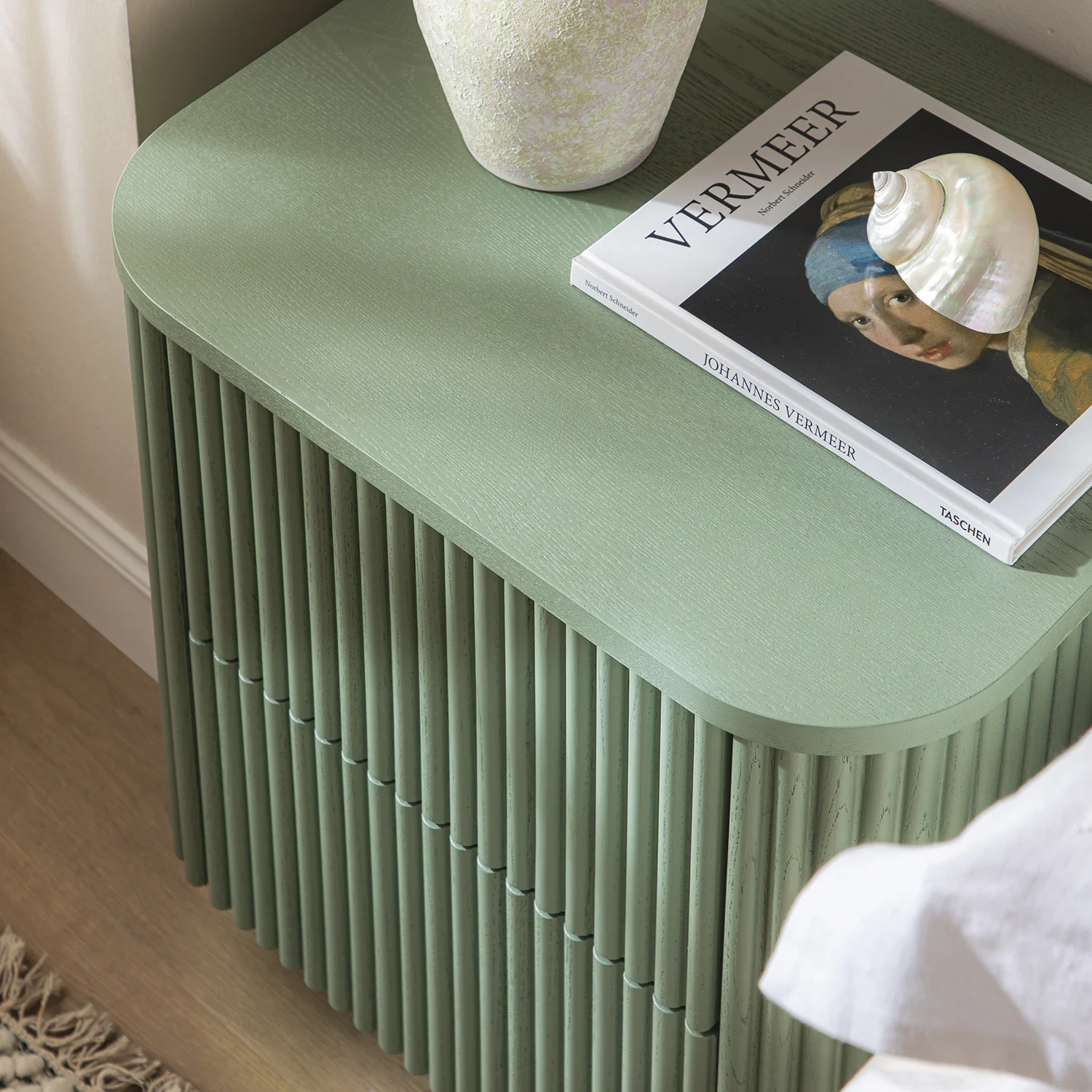 Maru 2-Drawer Bedside Table, Sage Green - Image 4