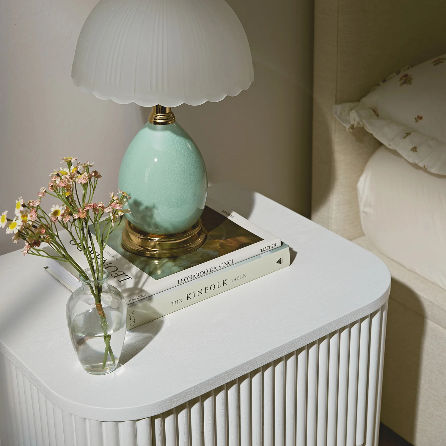 Maru 2-Drawer Bedside Table, Washed White - Image 4