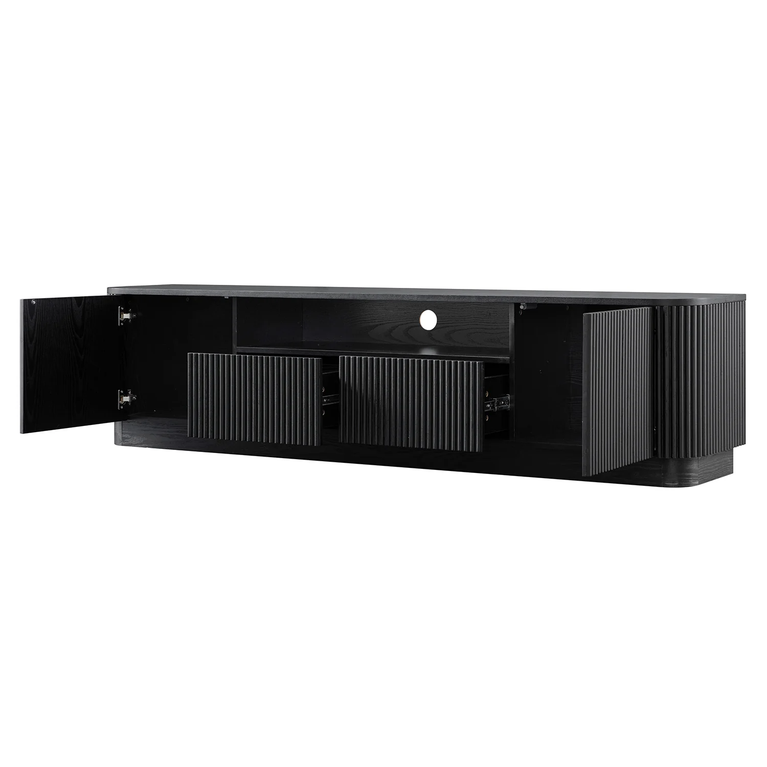 Maru 200cm Wide TV Unit with Drawers, Black - Image 11