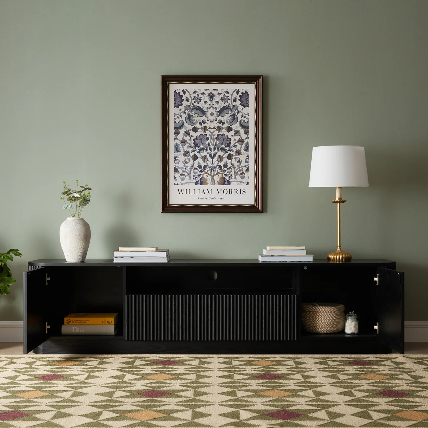 Maru 200cm Wide TV Unit with Drawers, Black - Image 2