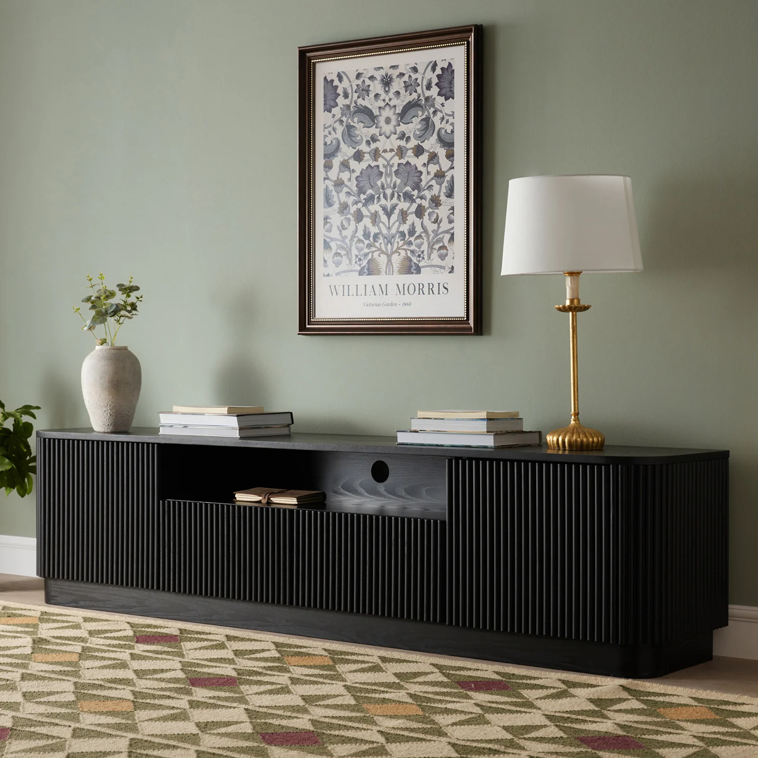 Maru 200cm Wide TV Unit with Drawers, Black - Image 3