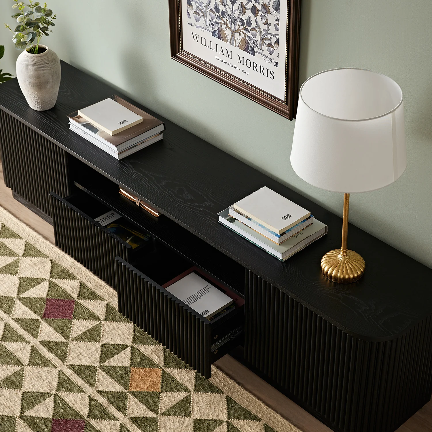 Maru 200cm Wide TV Unit with Drawers, Black - Image 4