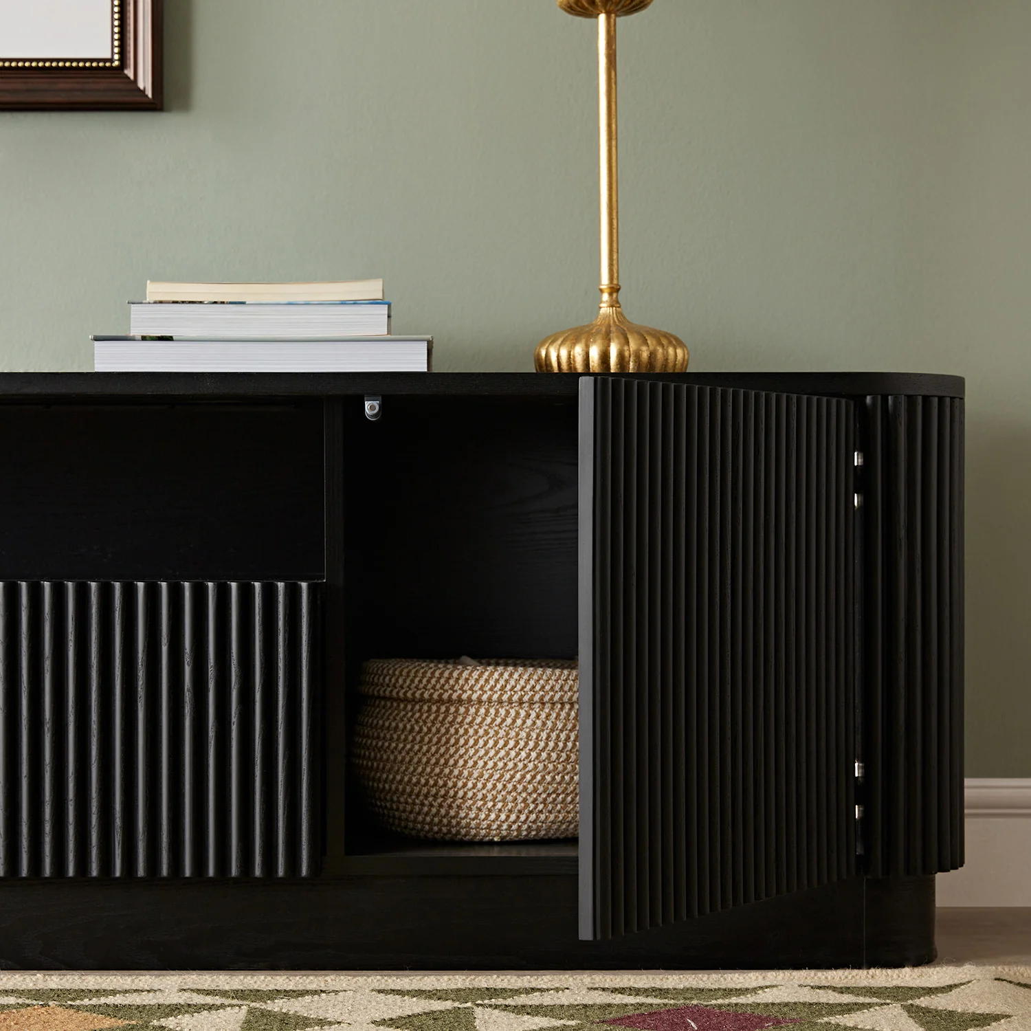 Maru 200cm Wide TV Unit with Drawers, Black - Image 5