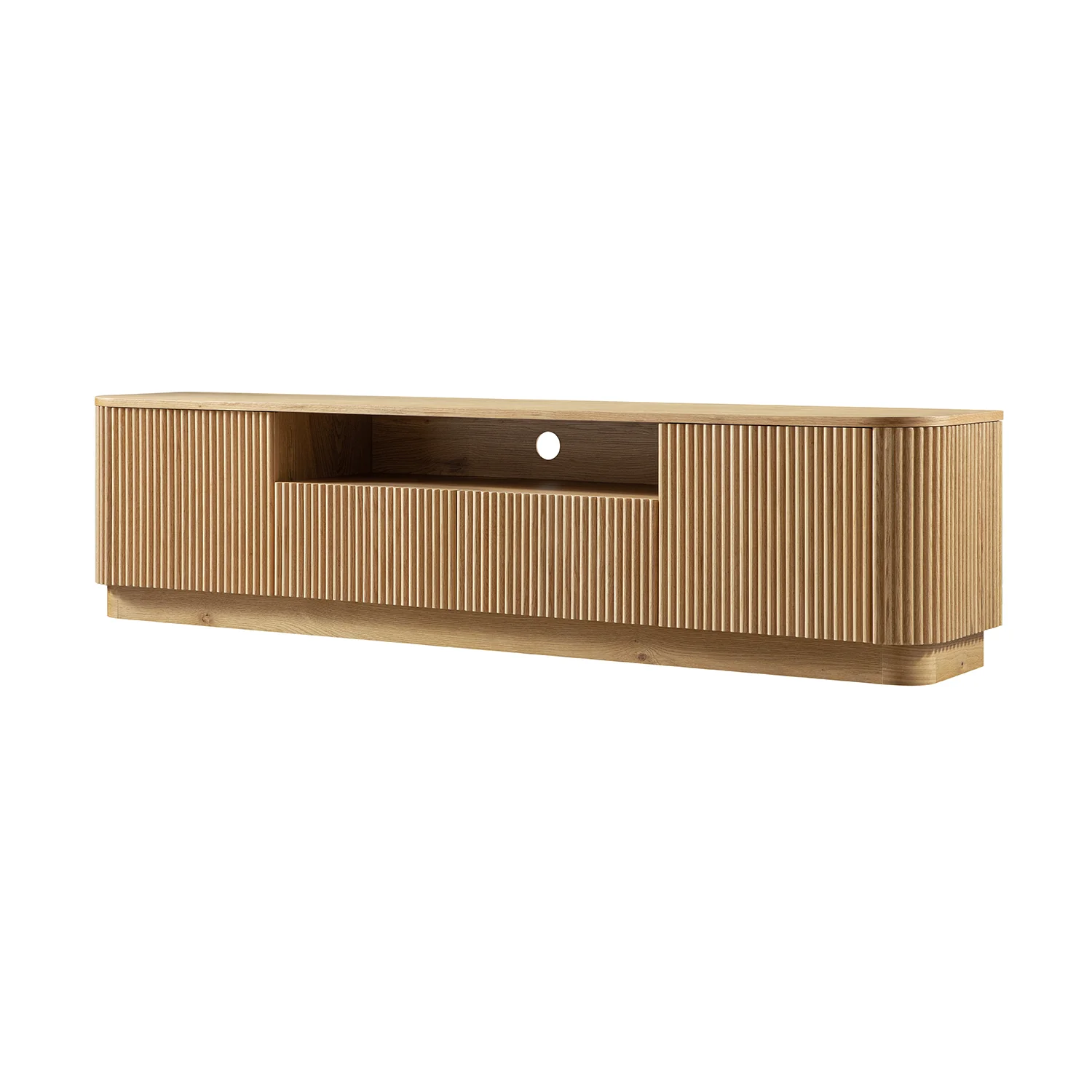 Maru 200cm Wide TV Unit with Drawers, Oak - Image 10