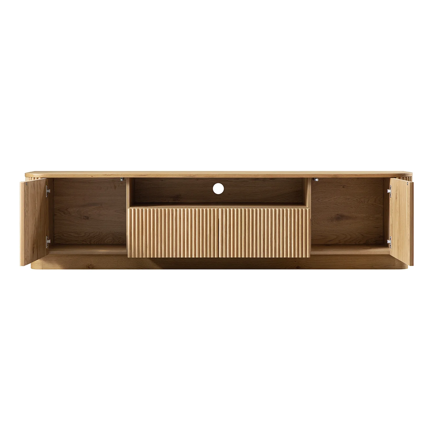 Maru 200cm Wide TV Unit with Drawers, Oak - Image 12
