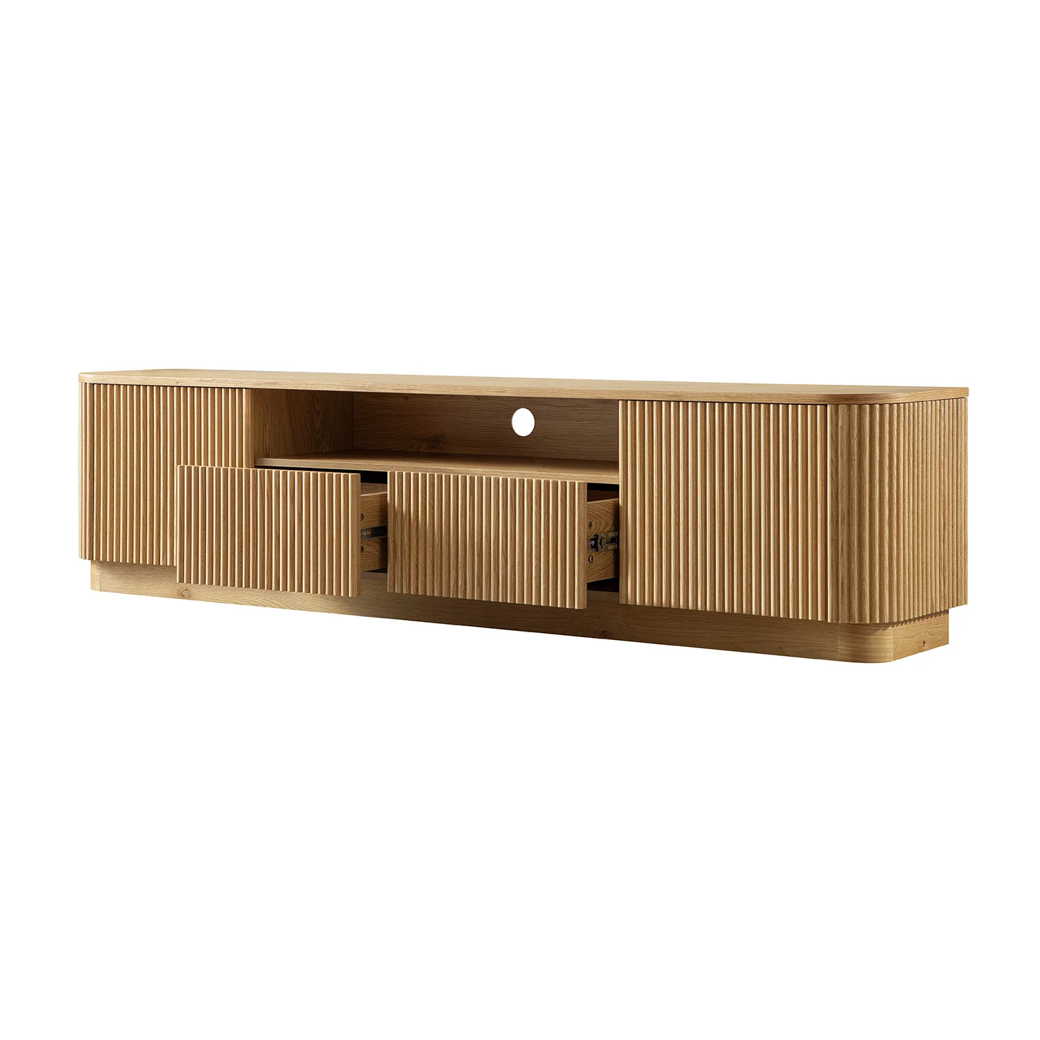 Maru 200cm Wide TV Unit with Drawers, Oak - Image 13