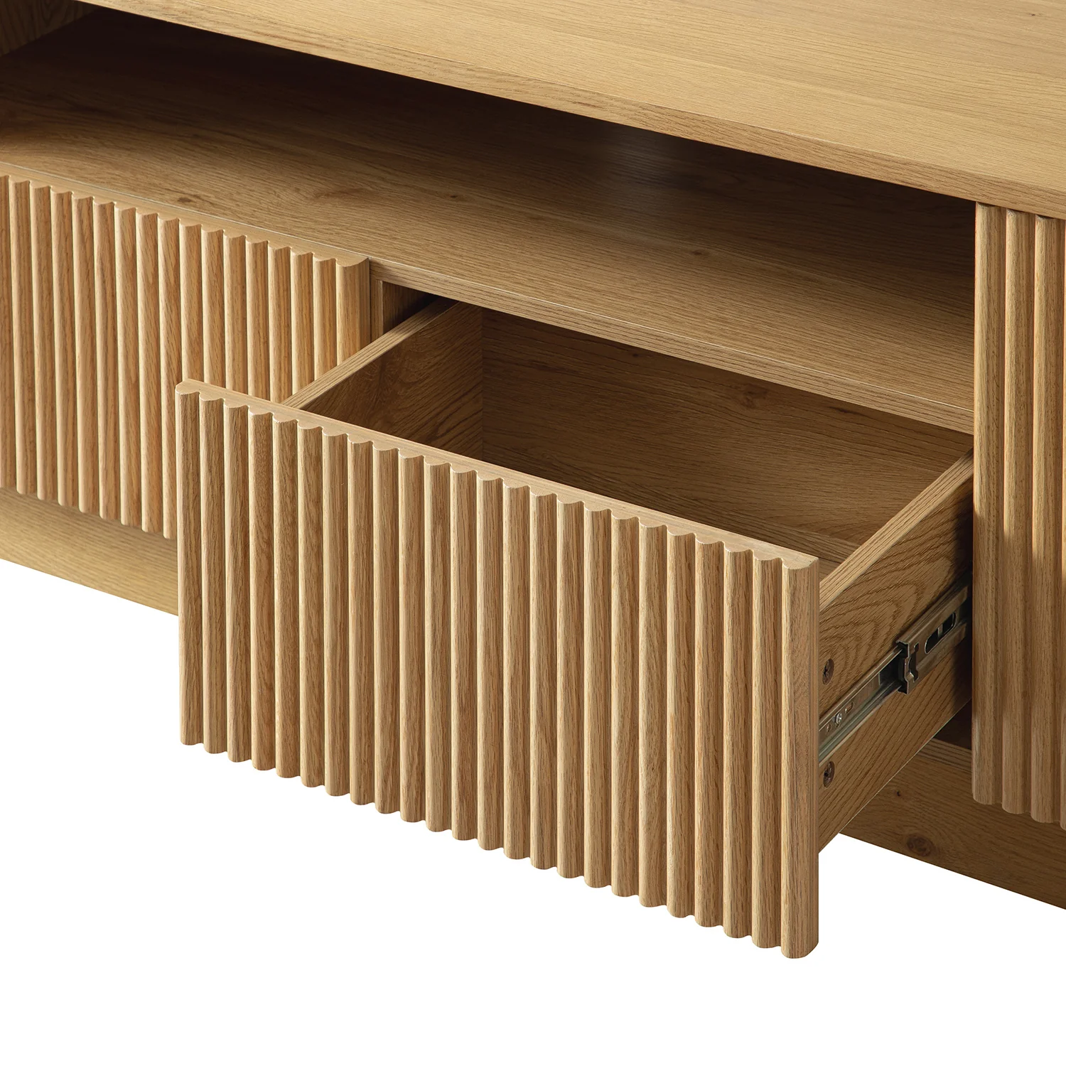 Maru 200cm Wide TV Unit with Drawers, Oak - Image 18