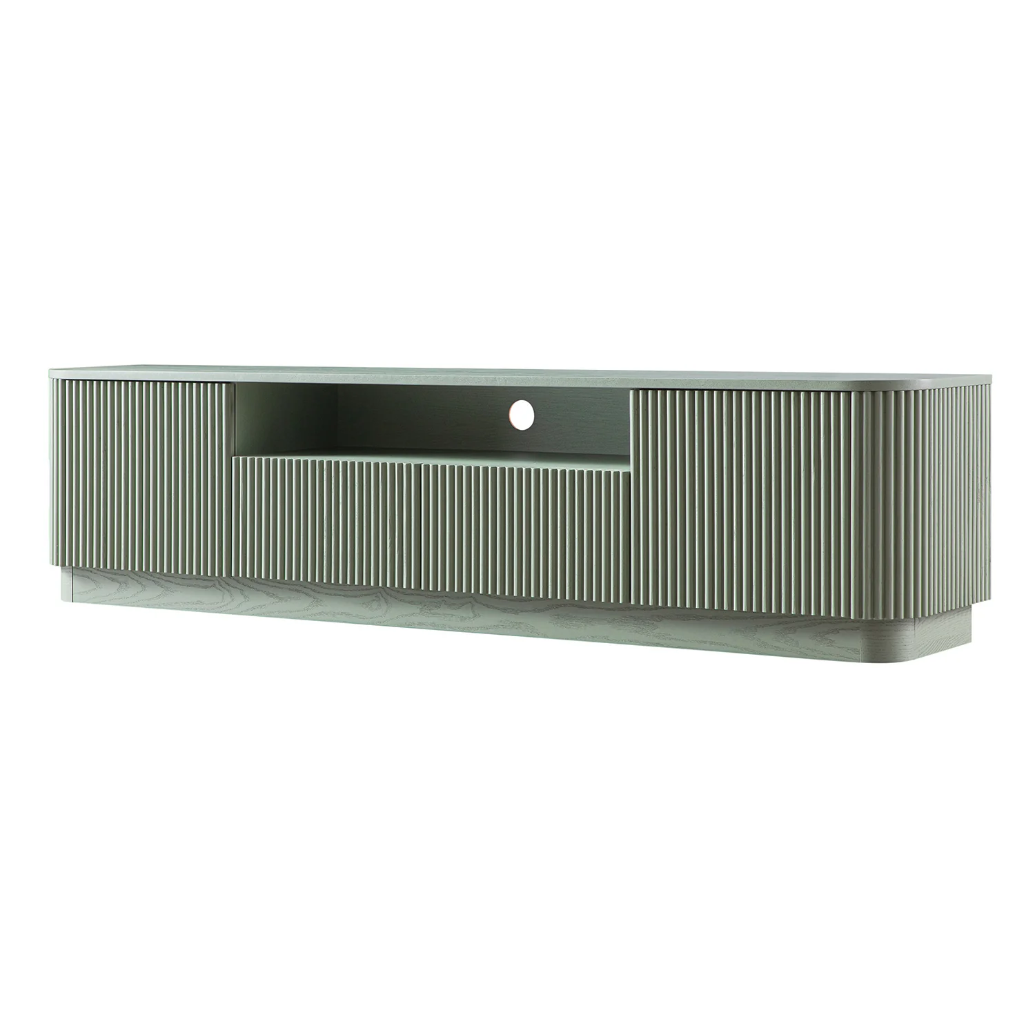 Maru 200cm Wide TV Unit with Drawers, Sage Green - Image 2