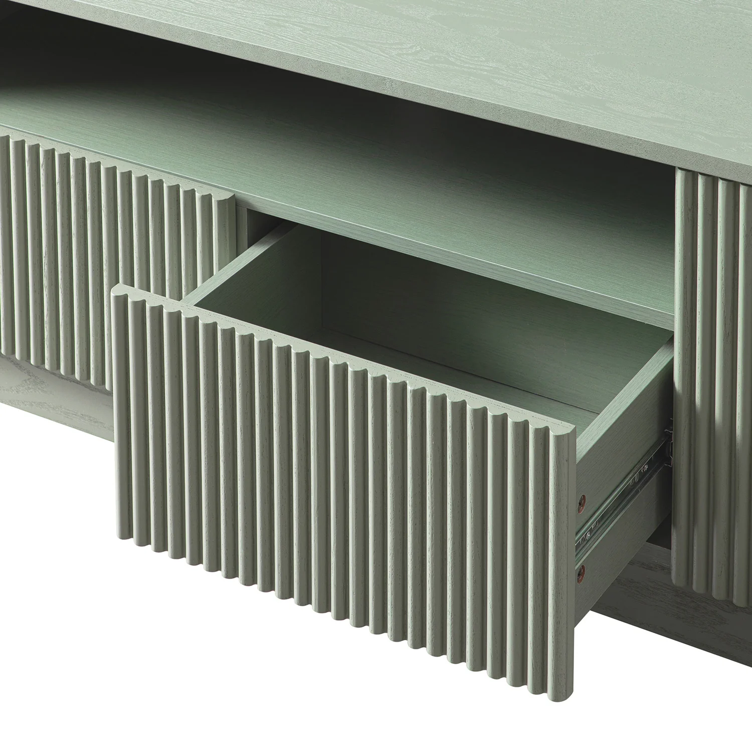 Maru 200cm Wide TV Unit with Drawers, Sage Green - Image 9