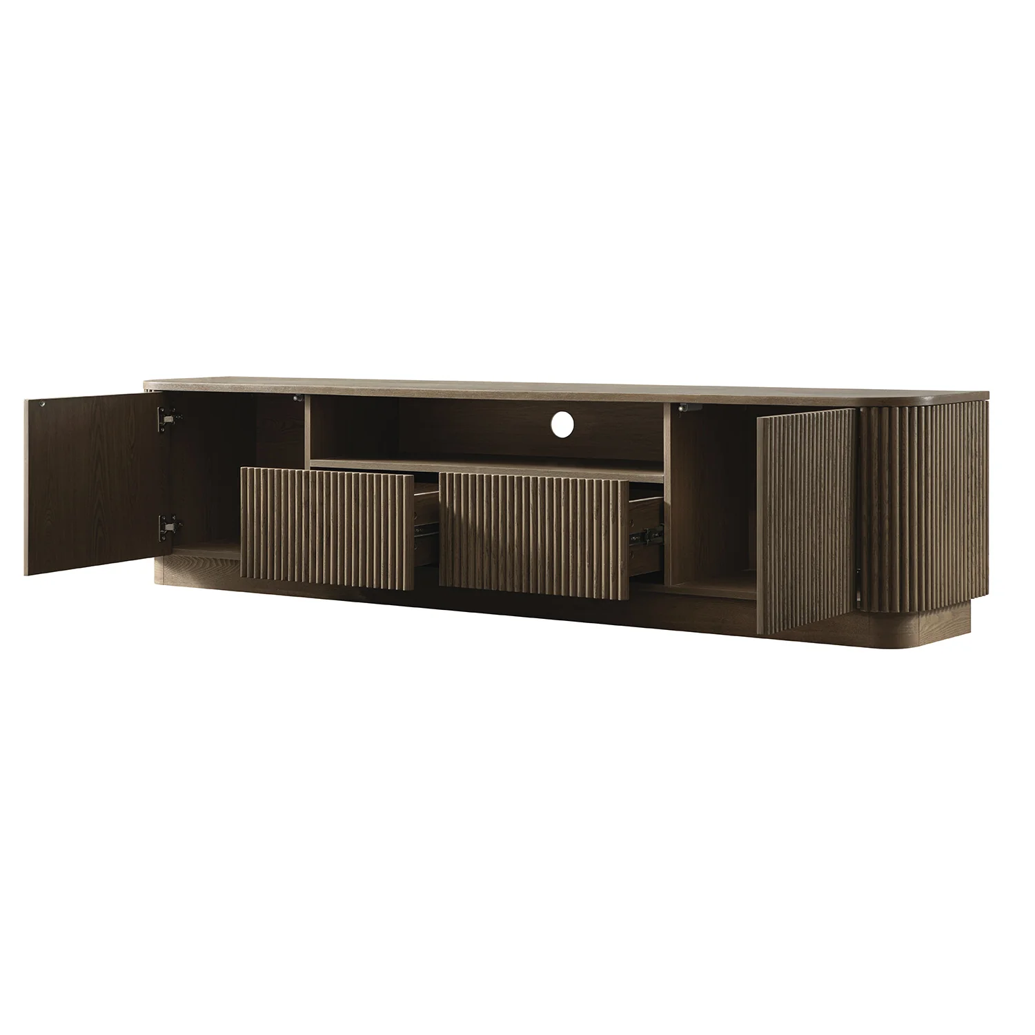 Maru 200cm Wide TV Unit with Drawers, Silver Oak - Image 11