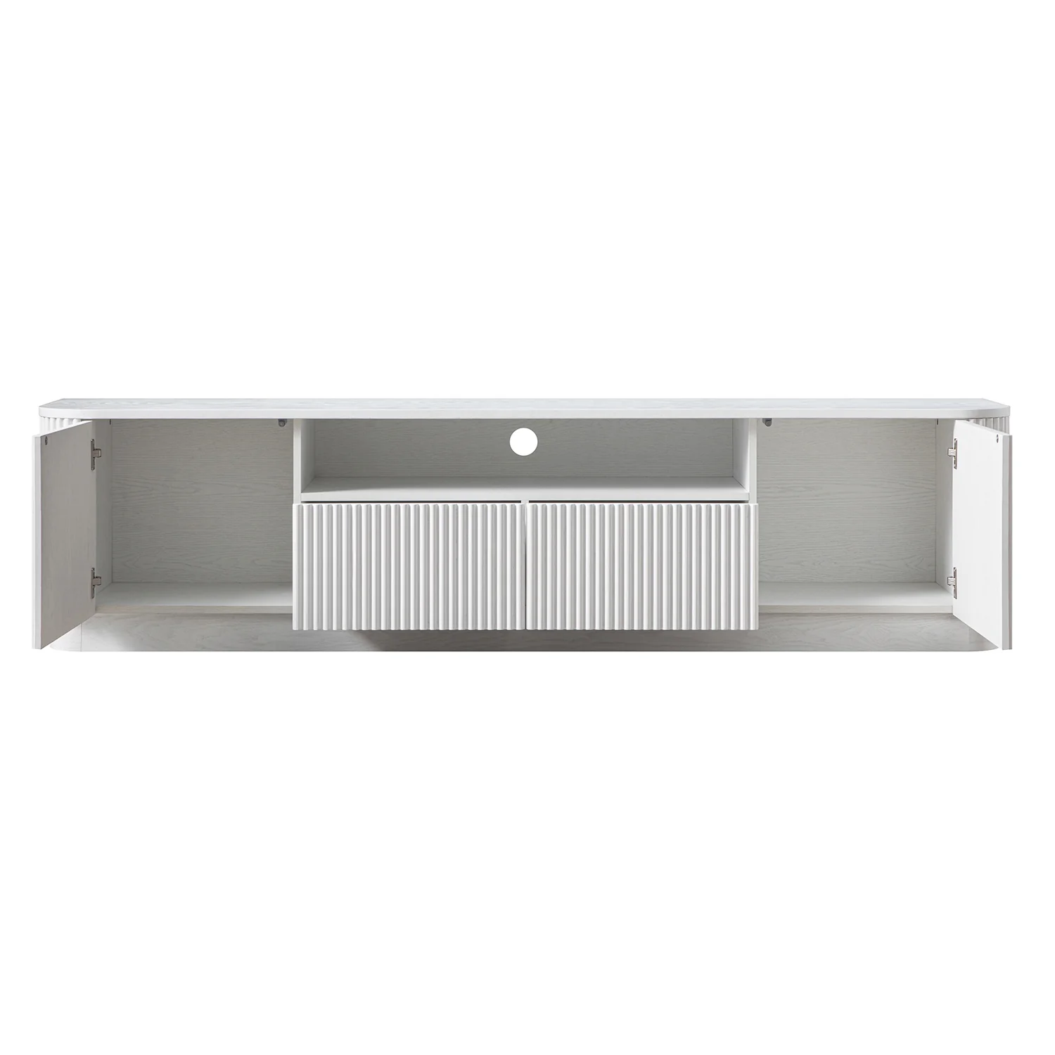 Maru 200cm Wide TV Unit with Drawers, Washed White - Image 11