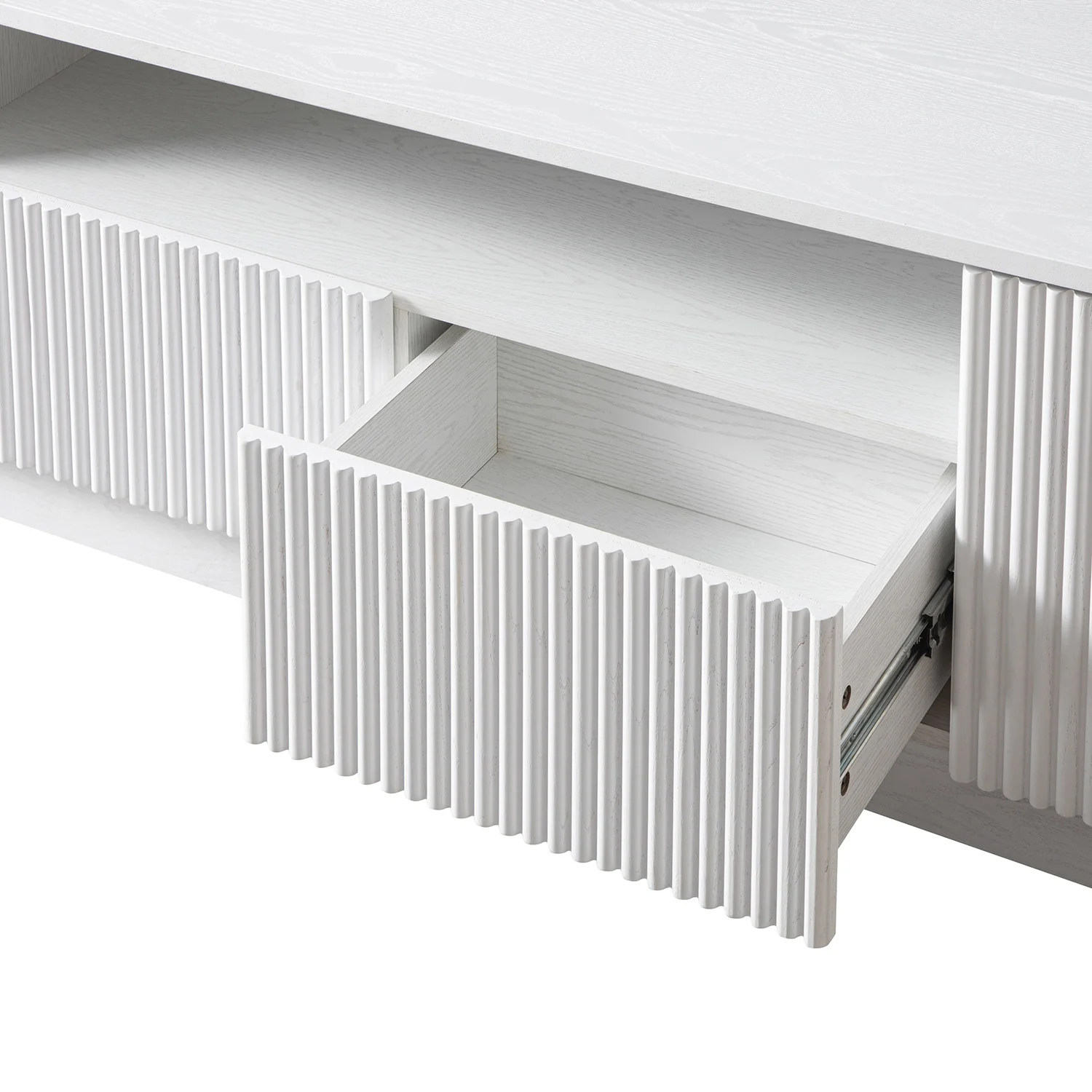 Maru 200cm Wide TV Unit with Drawers, Washed White - Image 16
