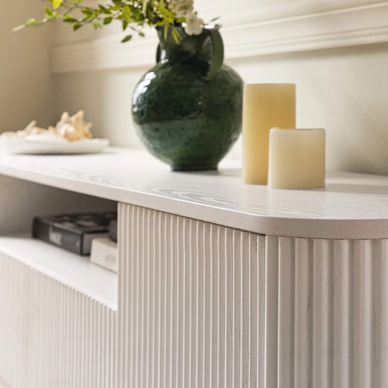Maru 200cm Wide TV Unit with Drawers, Washed White - Image 5