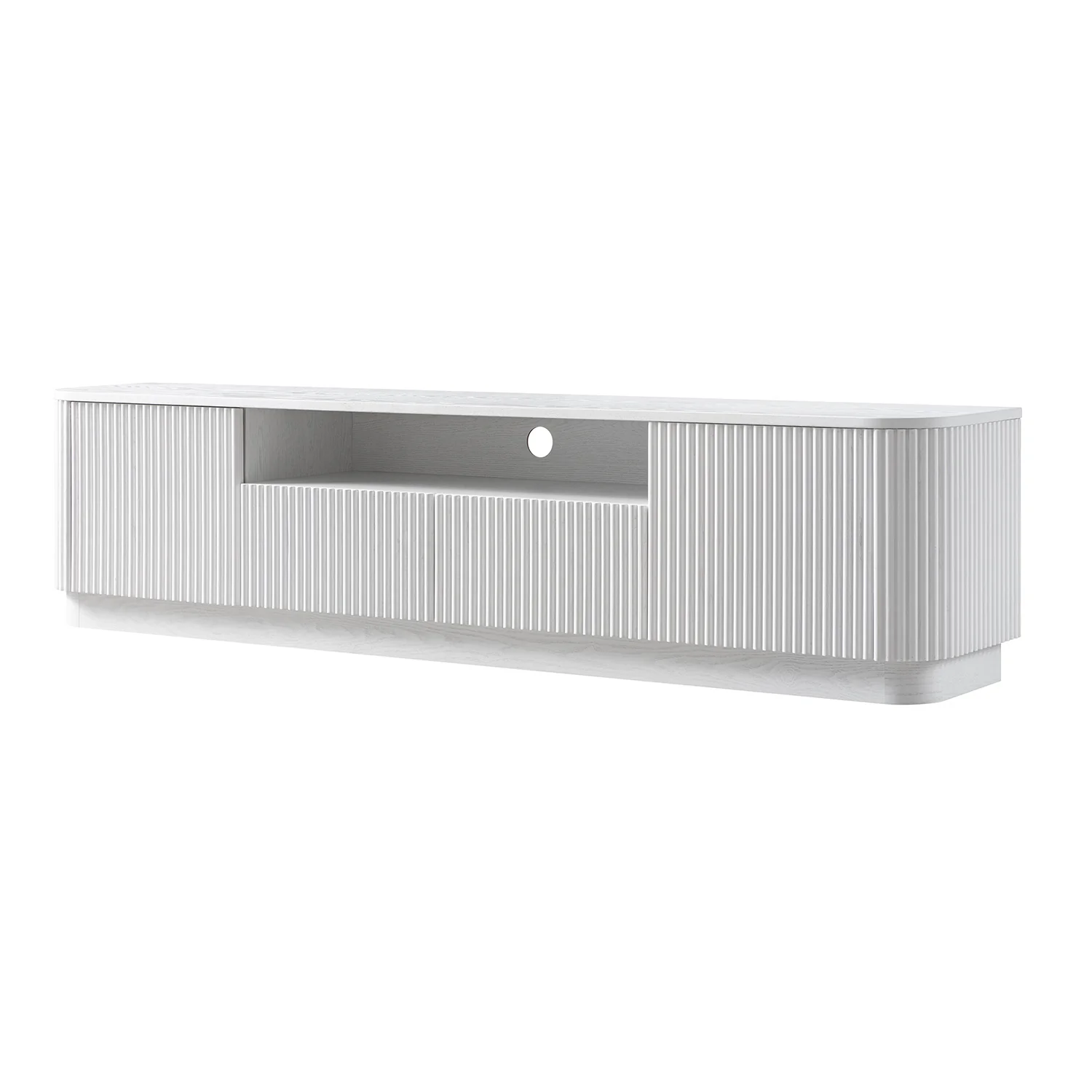 Maru 200cm Wide TV Unit with Drawers, Washed White - Image 9