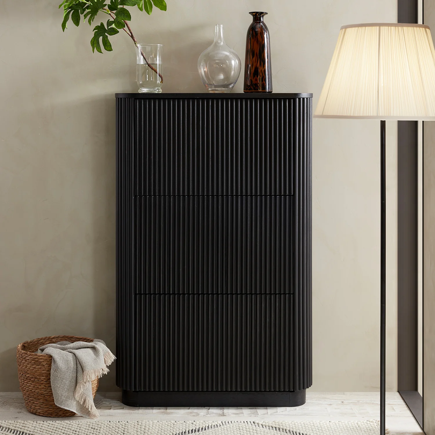Maru 3-Door Shoe Storage Cabinet, Black - Image 2