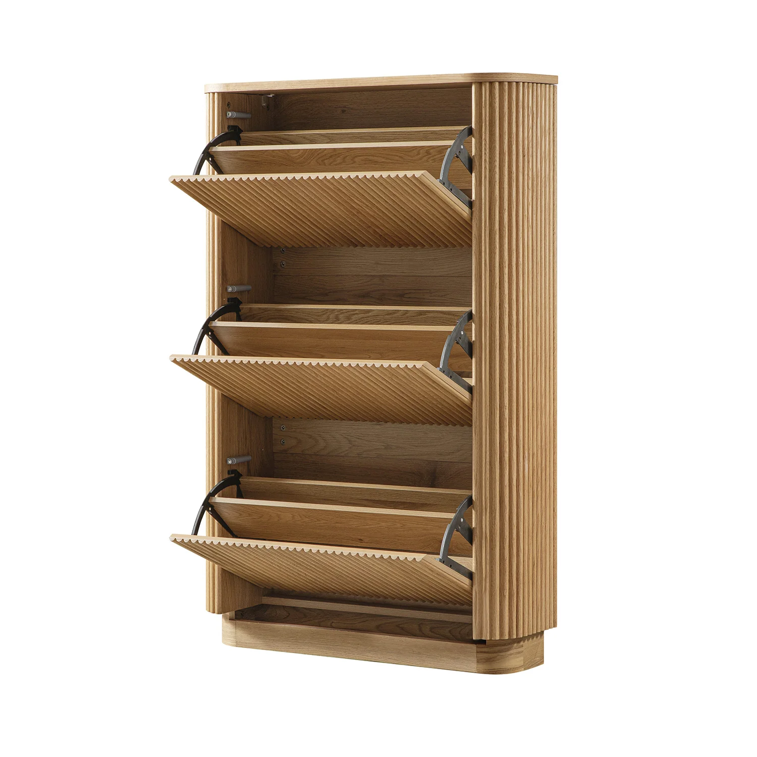 Maru 3-Door Shoe Storage Cabinet, Oak - Image 11