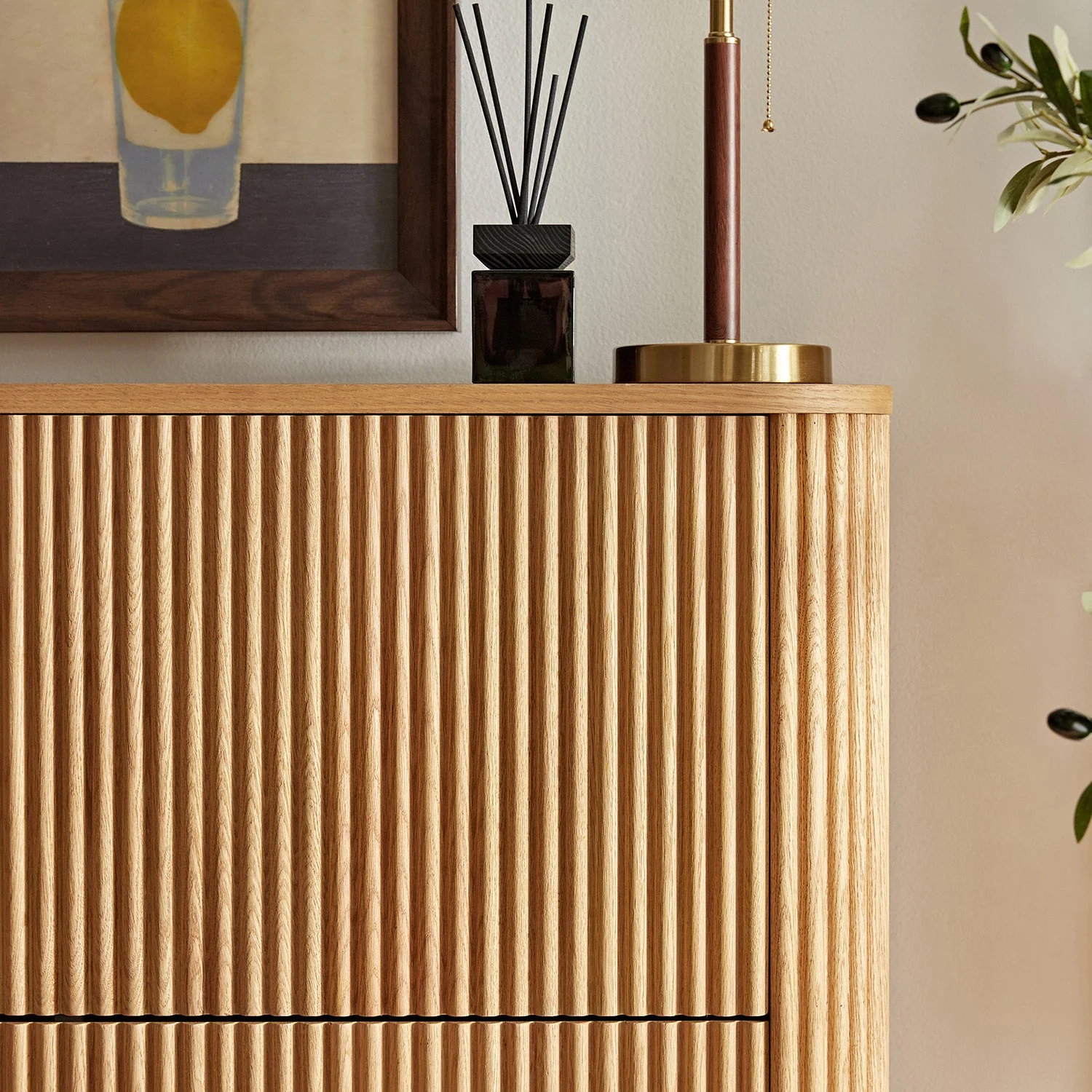 Maru 3-Door Shoe Storage Cabinet, Oak - Image 4