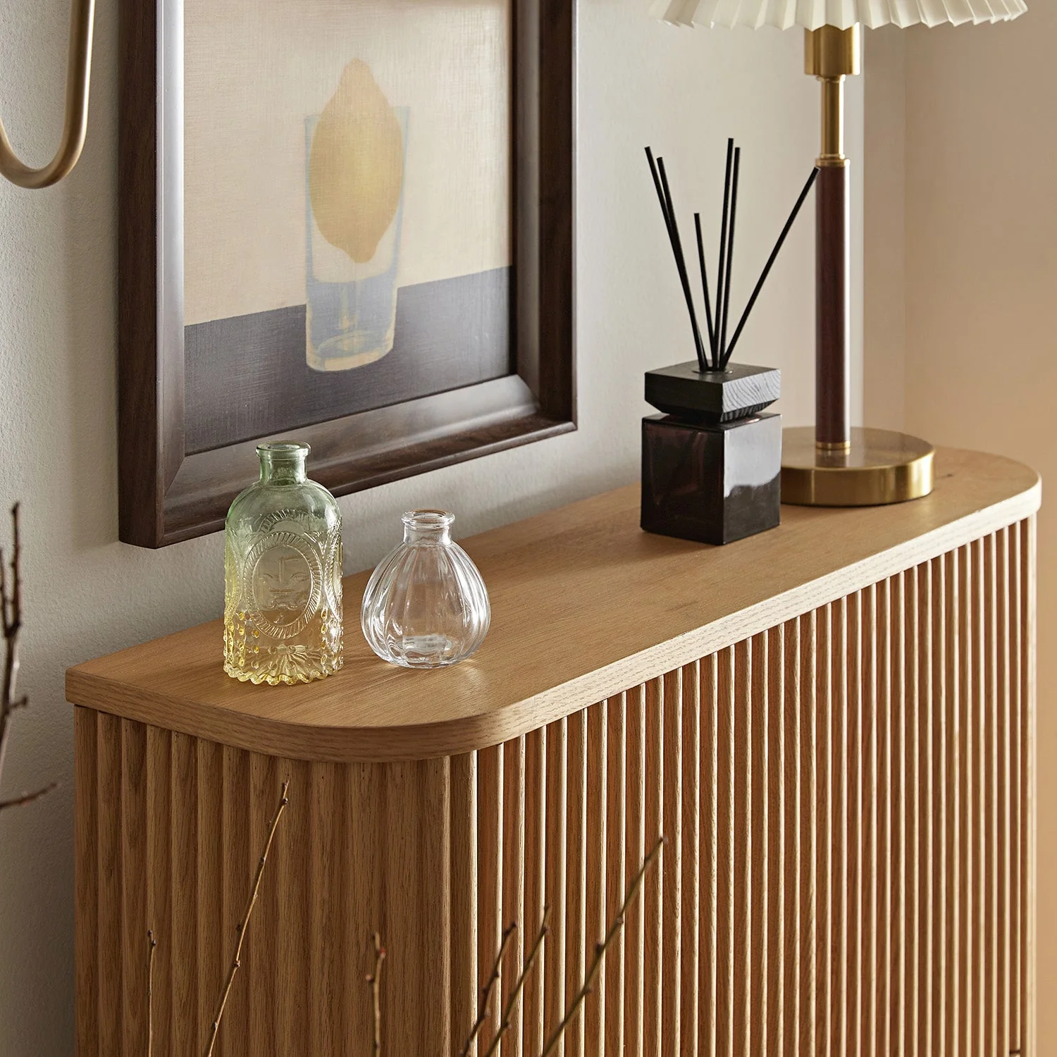 Maru 3-Door Shoe Storage Cabinet, Oak - Image 5