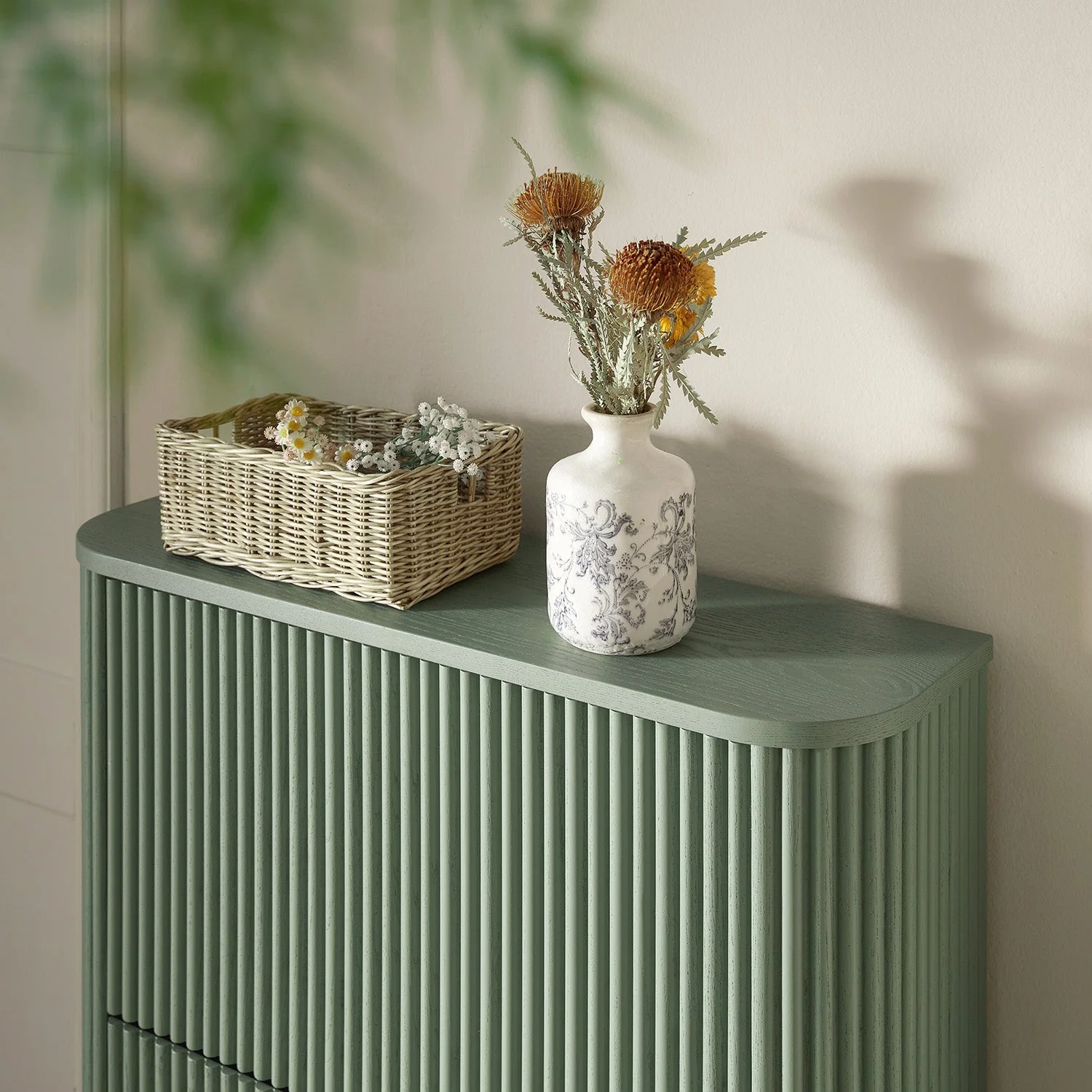 Maru 3-Door Shoe Storage Cabinet, Sage Green - Image 5