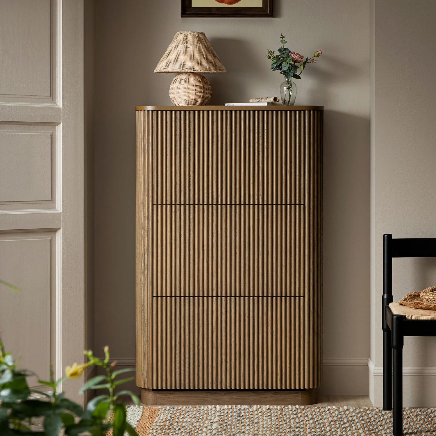 Maru 3-Door Shoe Storage Cabinet, Silver Oak - Image 2