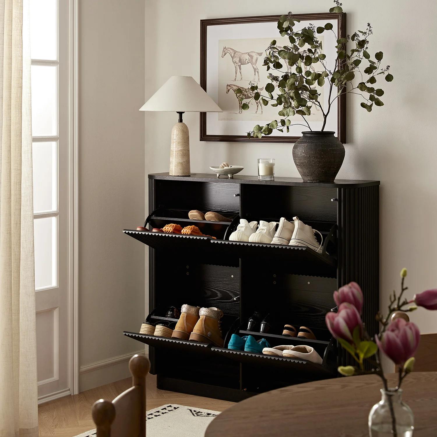 Maru 4-Door Shoe Storage Cabinet, Black - Image 3