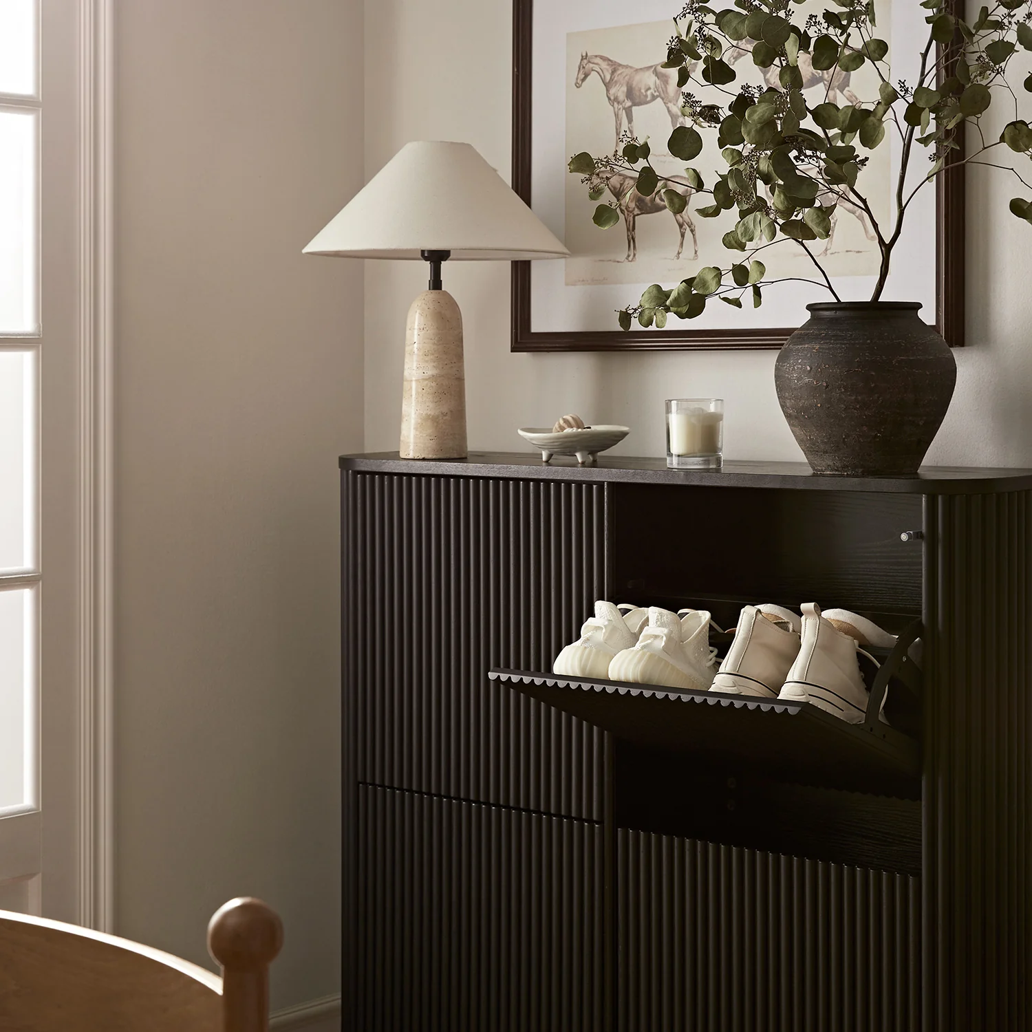 Maru 4-Door Shoe Storage Cabinet, Black - Image 4