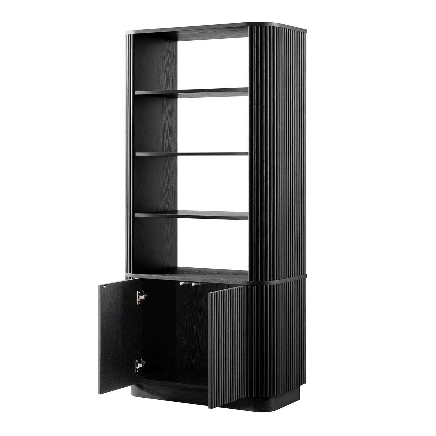 Maru Bookcase with Cabinet, Black - Image 11