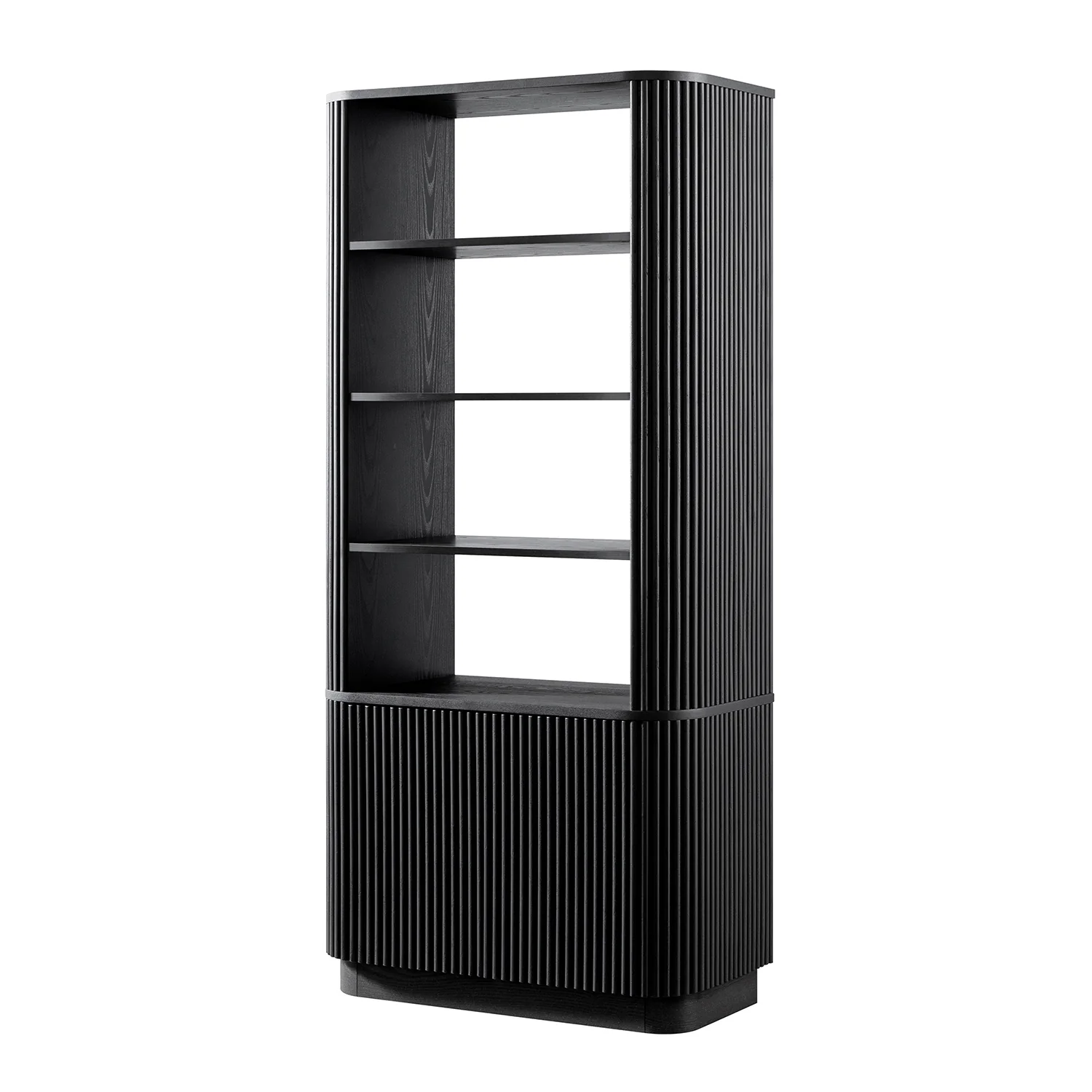 Maru Bookcase with Cabinet, Black - Image 8