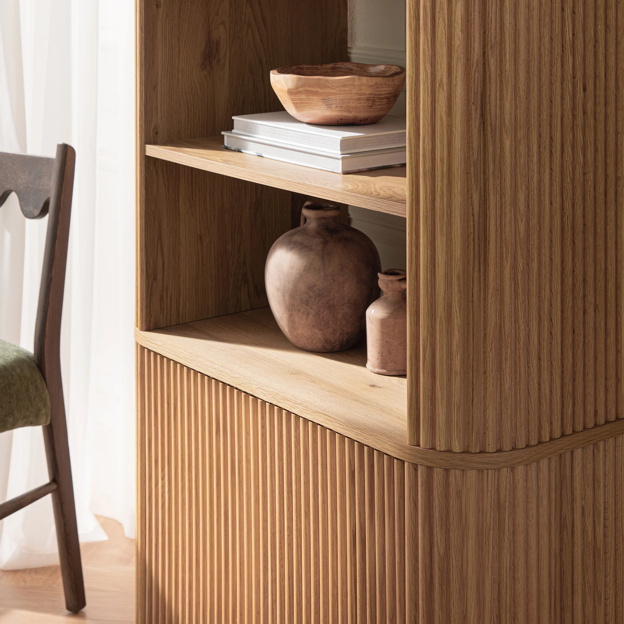 Maru Bookcase with Cabinet, Oak - Image 6