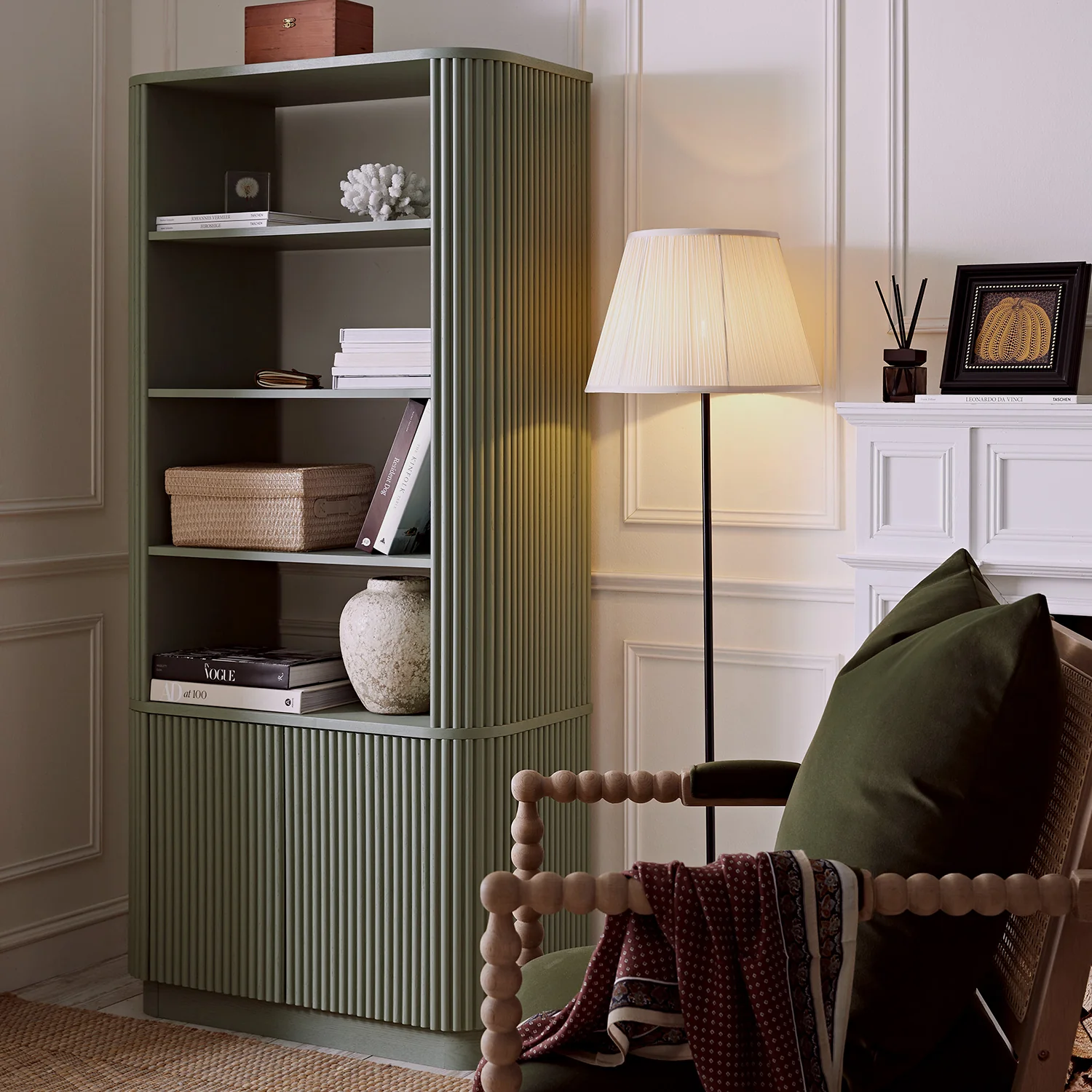 Maru Bookcase with Cabinet, Sage Green - Image 2