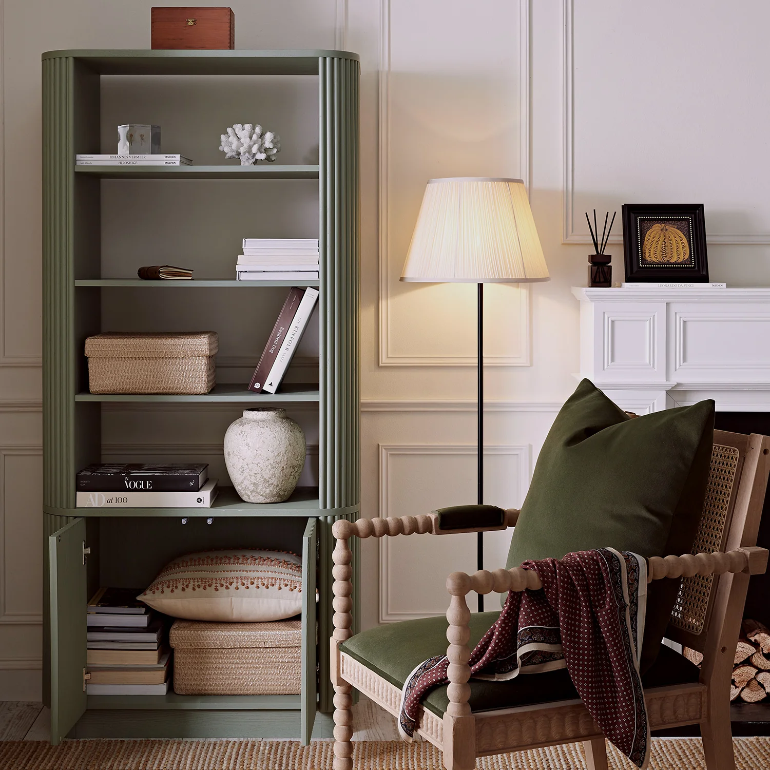 Maru Bookcase with Cabinet, Sage Green - Image 3
