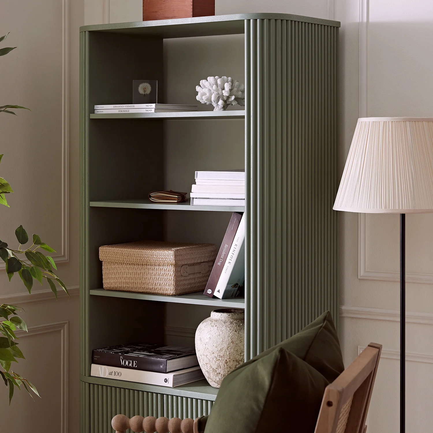 Maru Bookcase with Cabinet, Sage Green - Image 4
