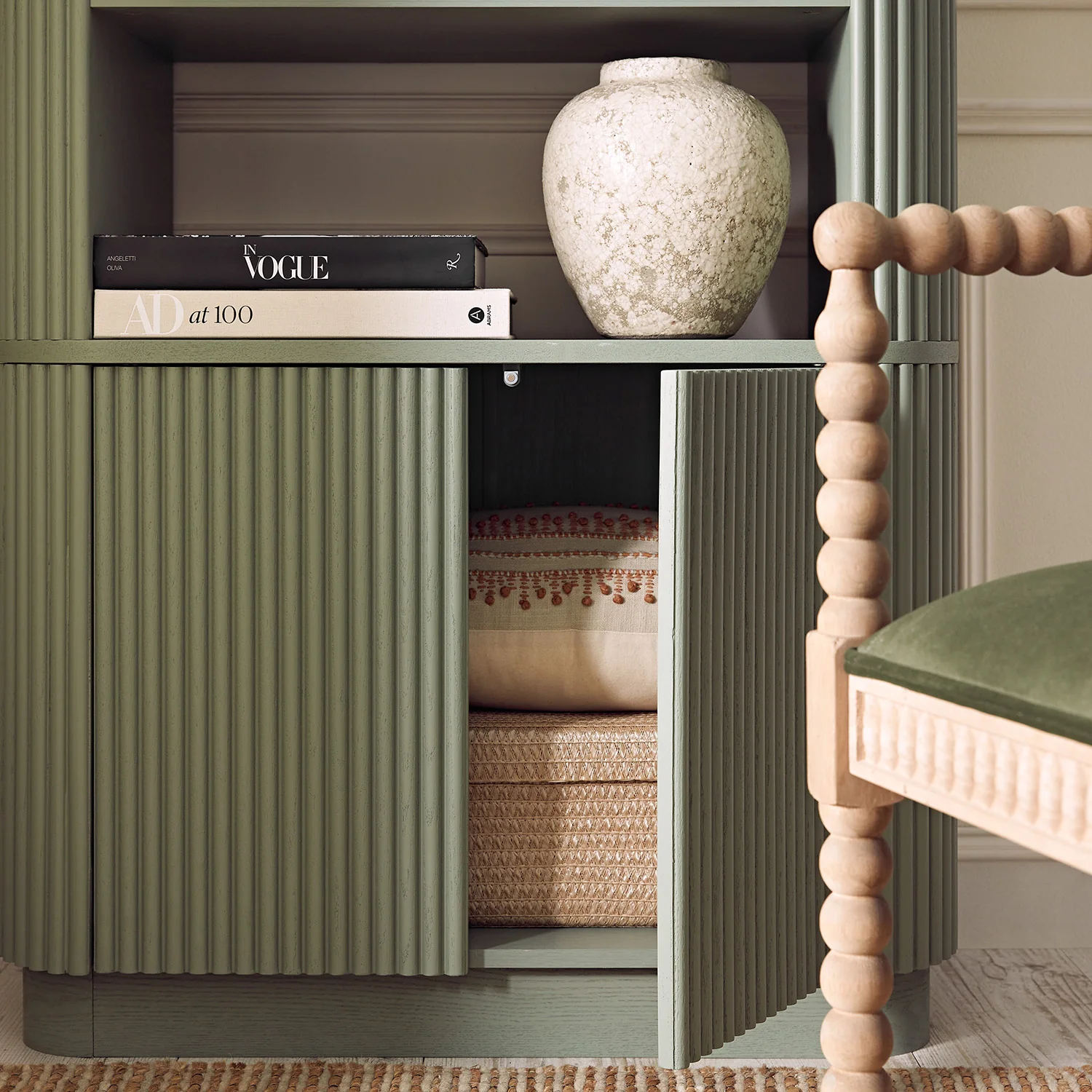 Maru Bookcase with Cabinet, Sage Green - Image 5